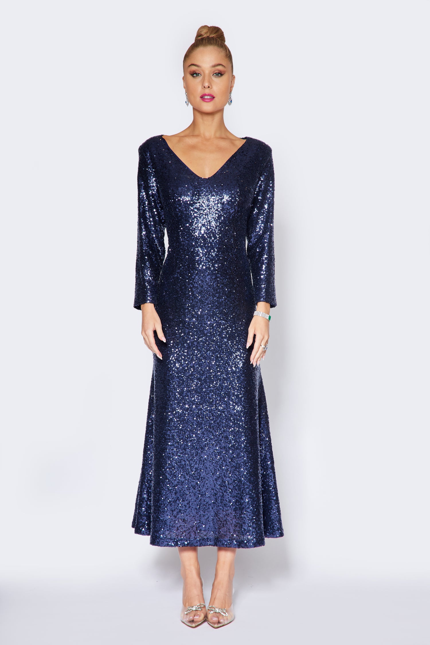 Navy Sequin Gown