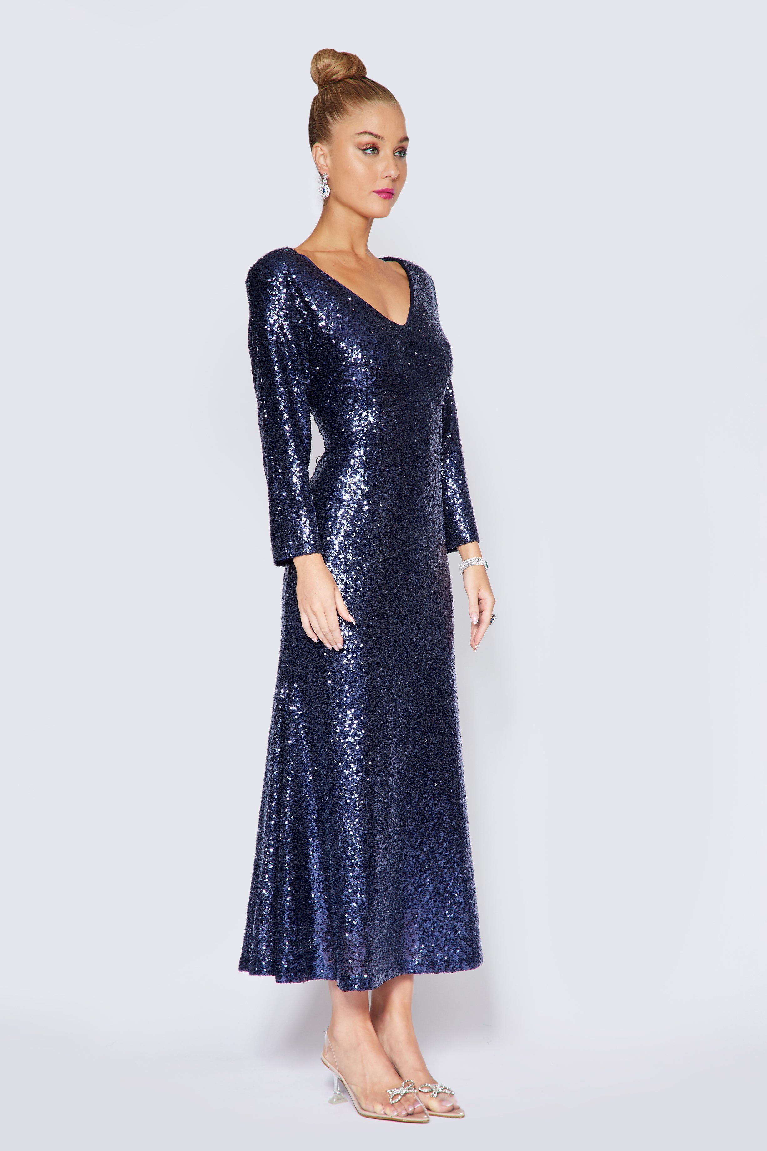 Navy Sequin Gown