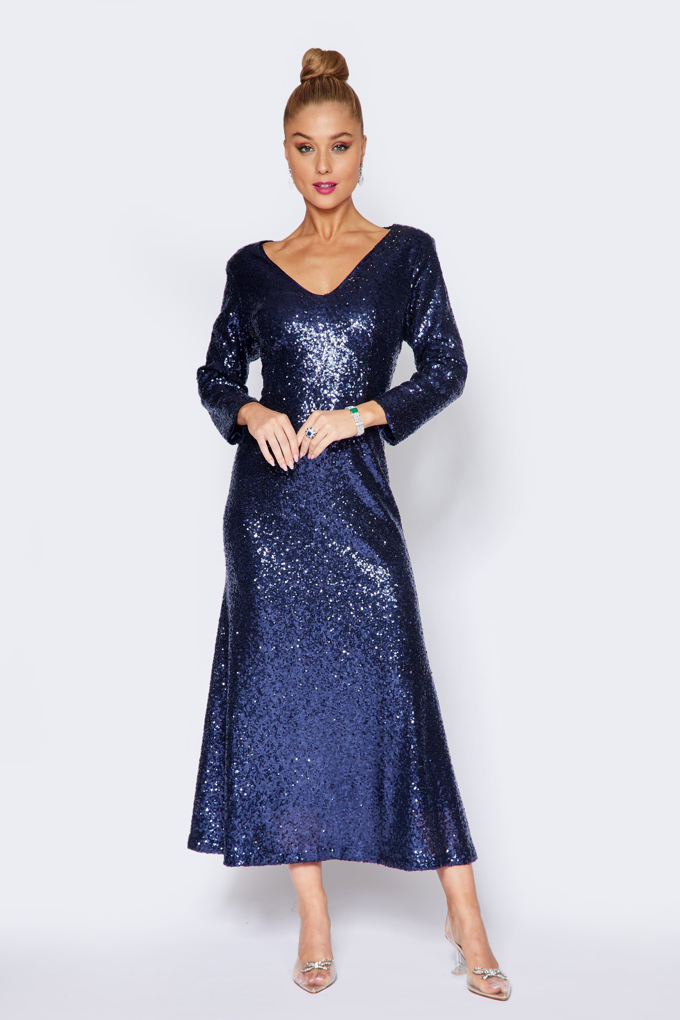 Navy Sequin Gown