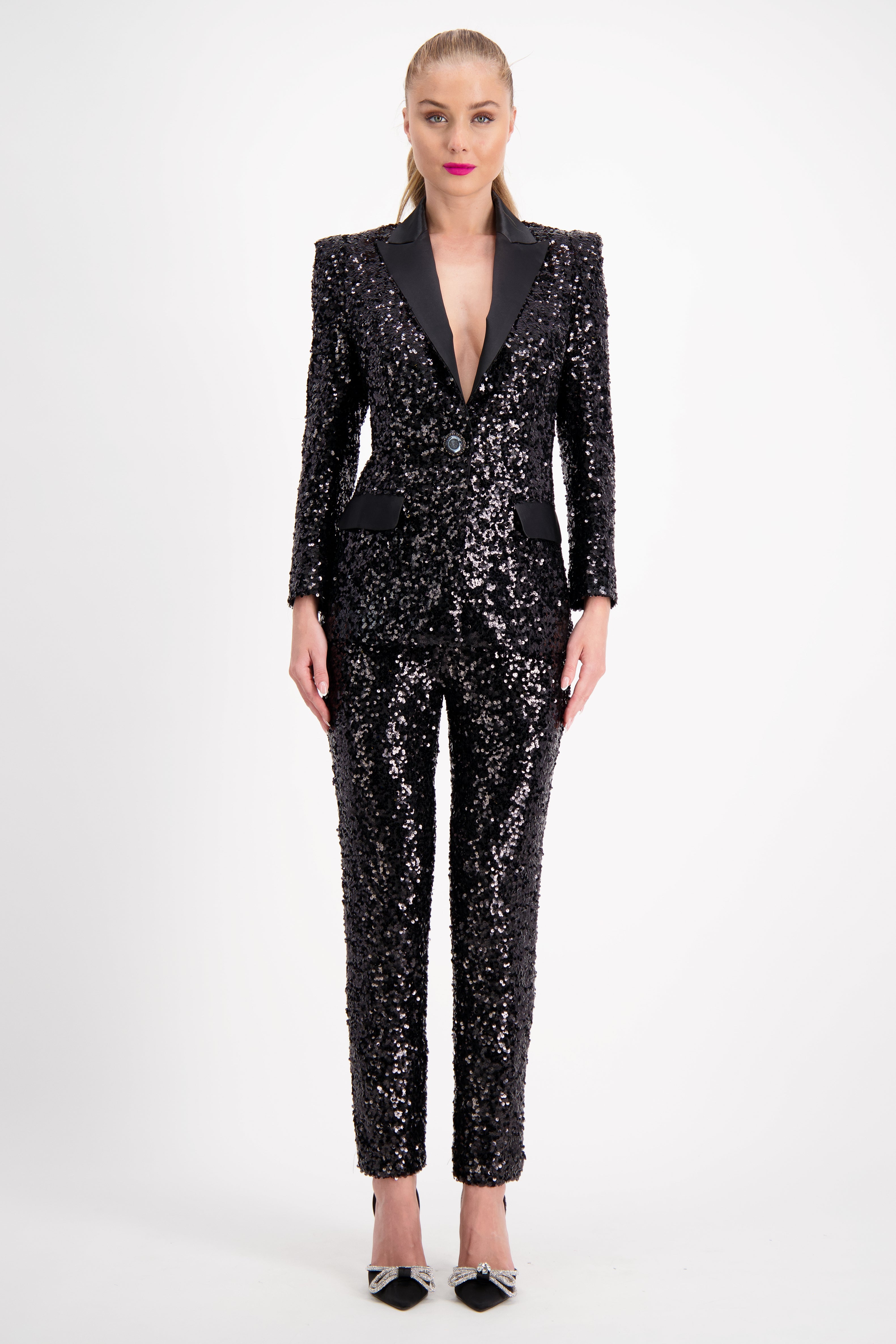 Black Sequin Tux Jacket