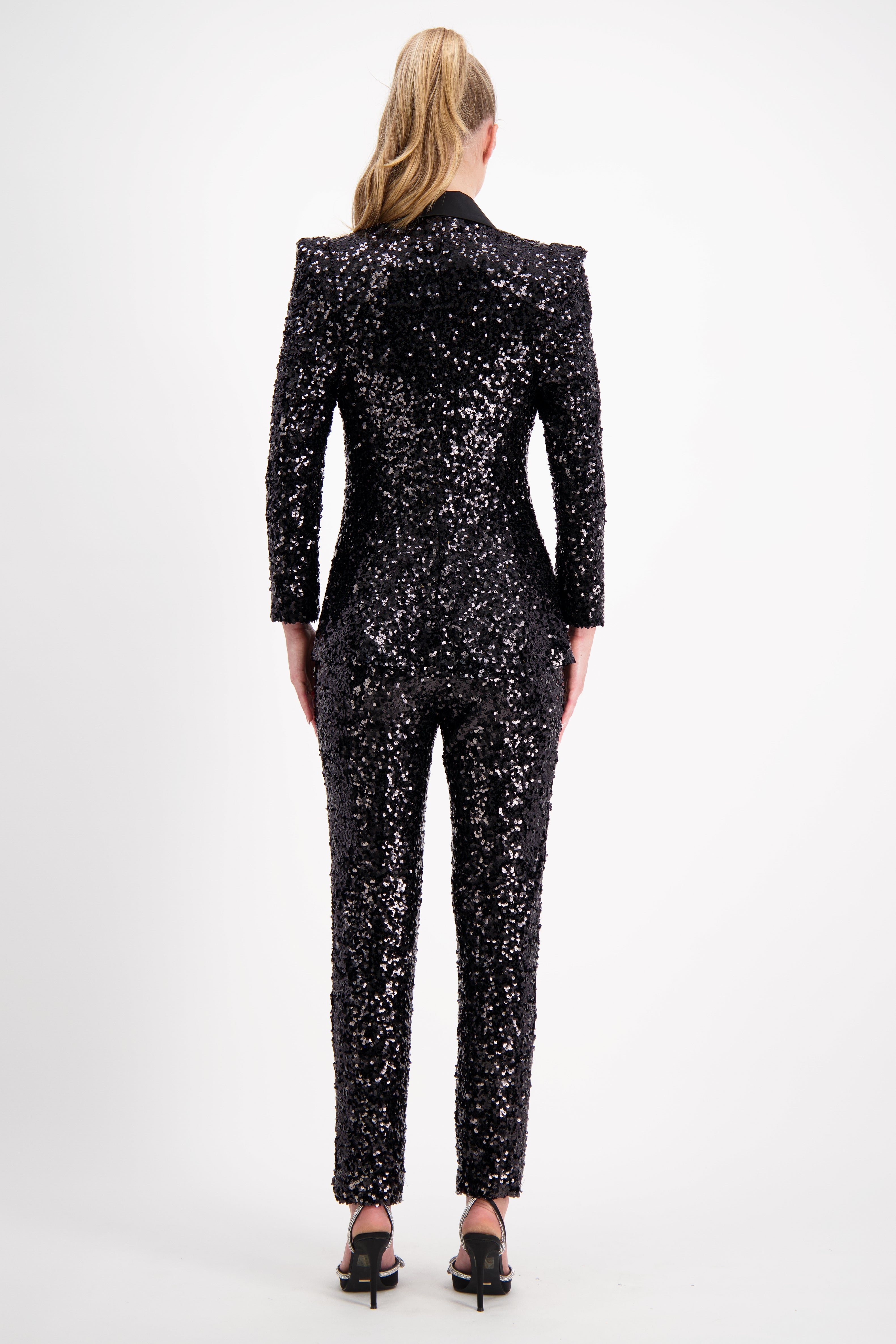 Black Sequin Tux Pant