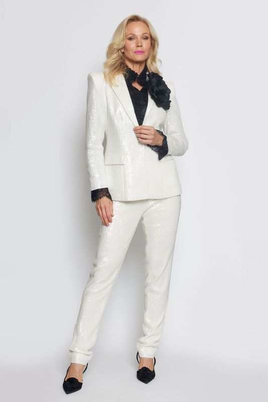 White Glossy Sequin Suit