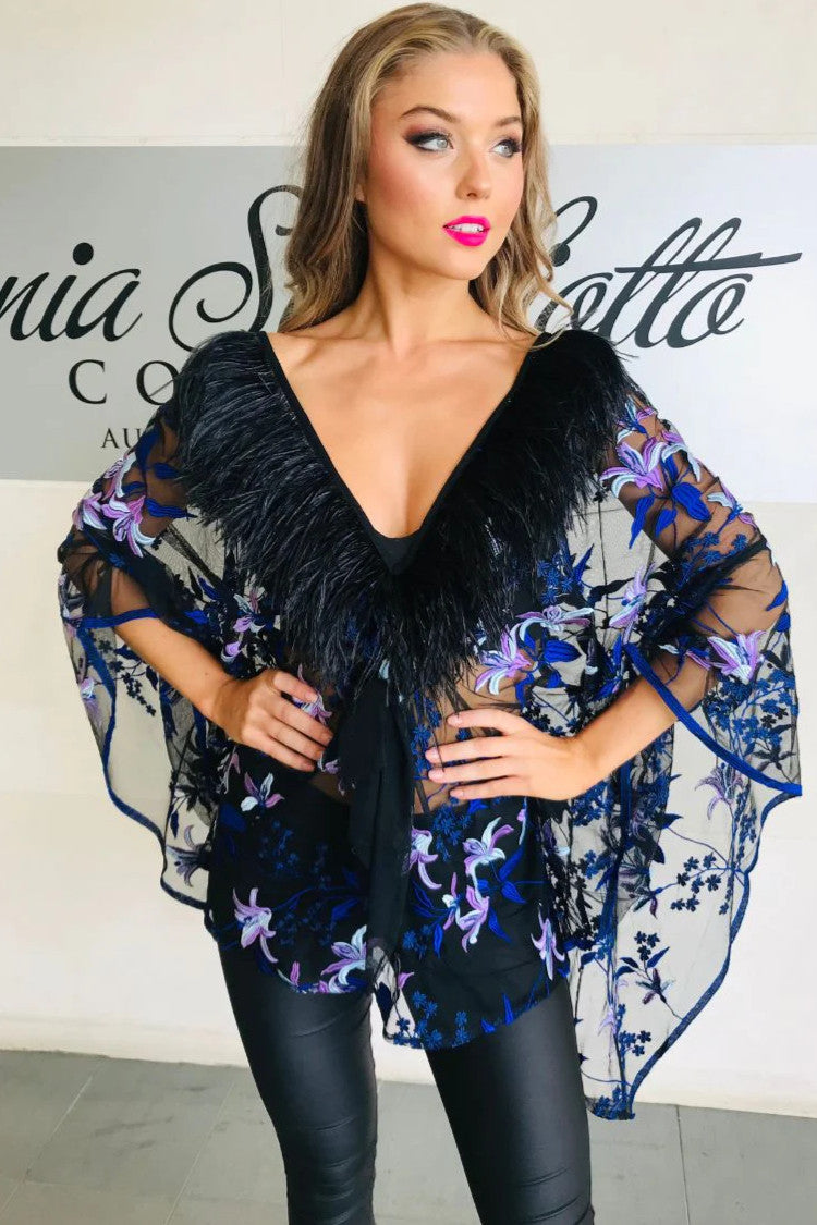 Lace Luxe Off The Shoulder Top & Angel Top w/ Plunge Feather Neckline