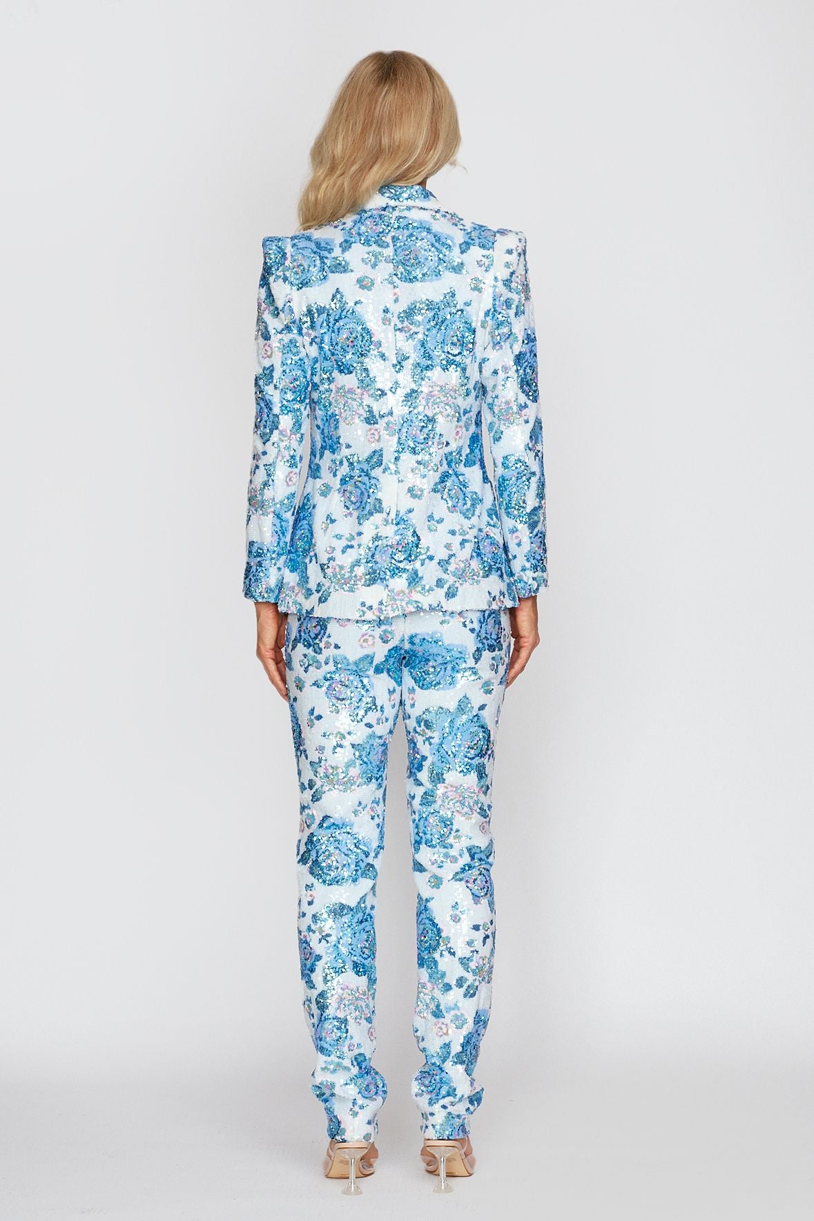 Aqua Floral Sequin Suit