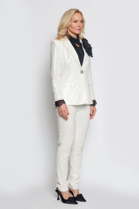 White Glossy Sequin Suit