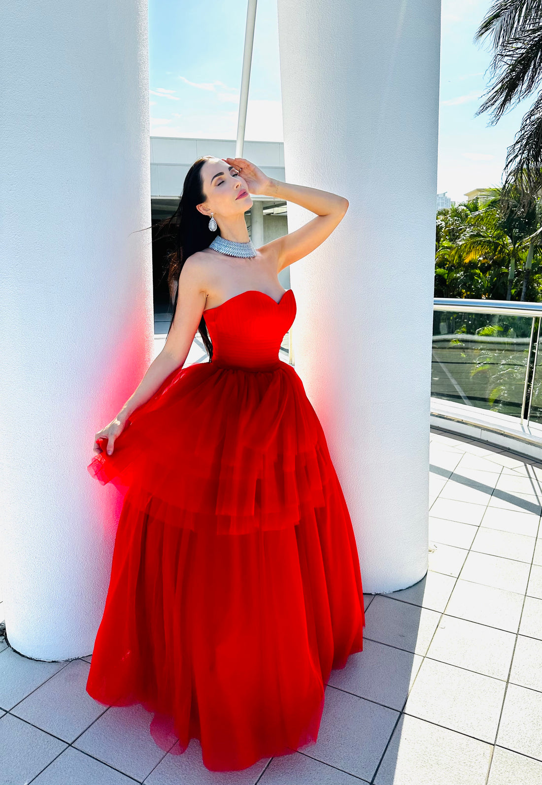 Red Tulle Gown
