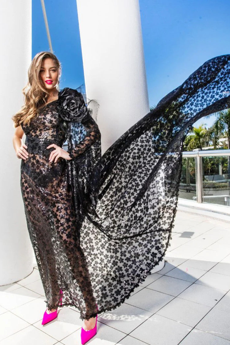 La Vita Glamoure Sequin Lace Gown