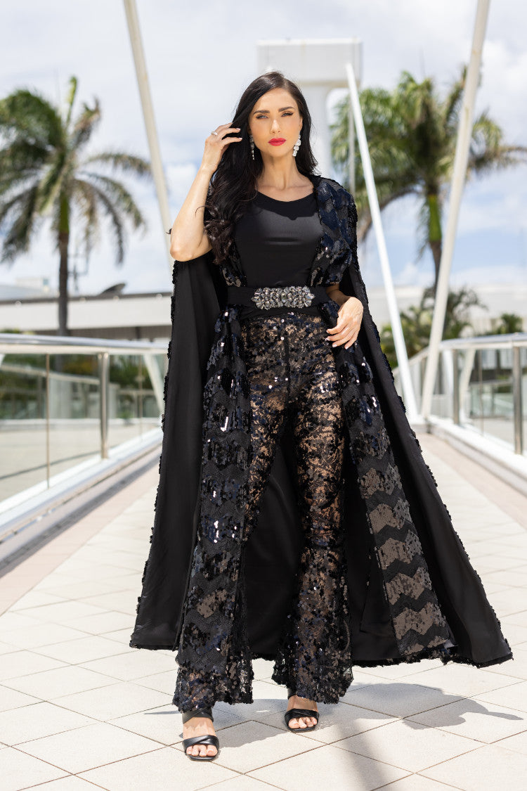 Black Gala Sequin Cape -SOLD OUT