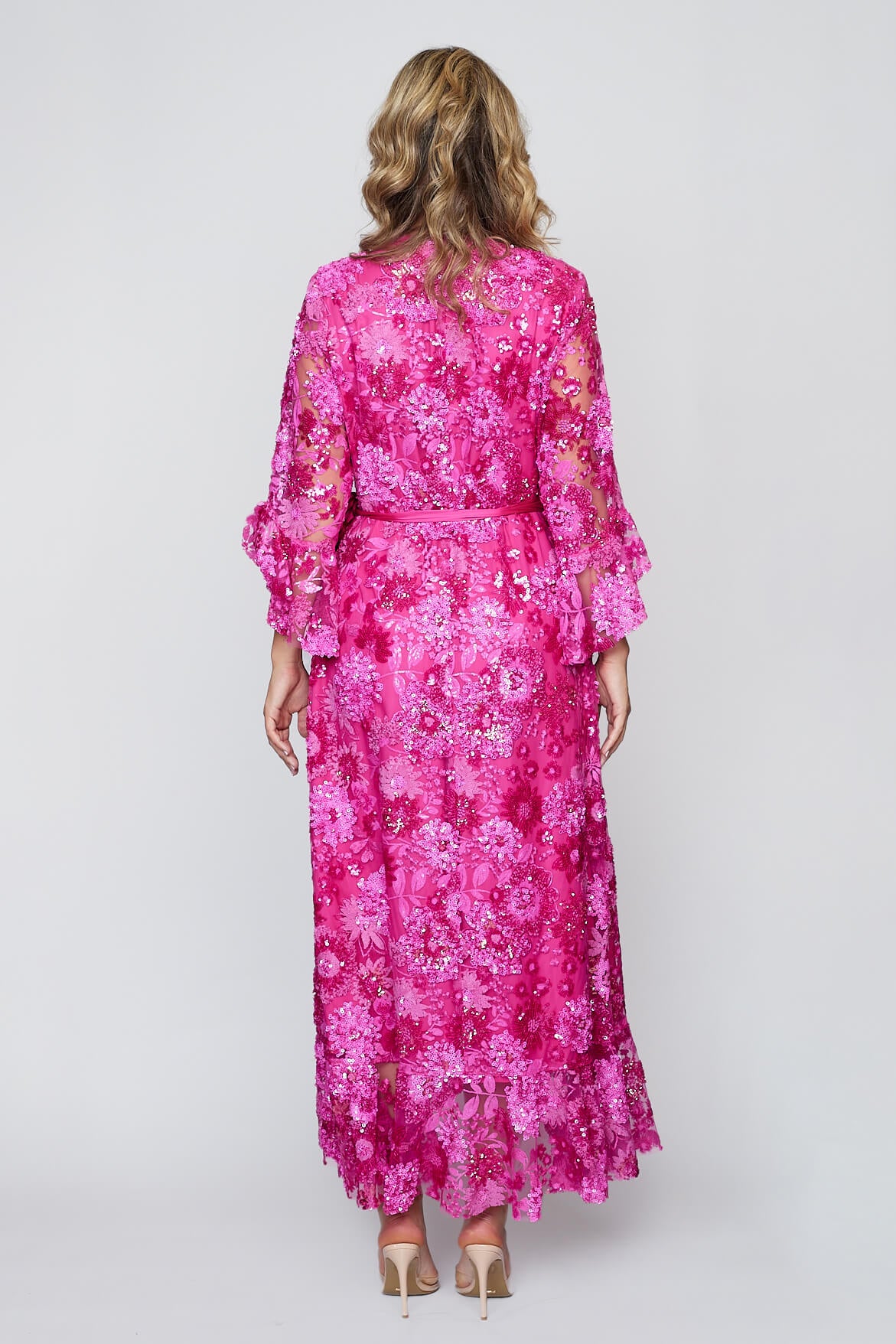 Hot Pink Sequin Wrap Dress