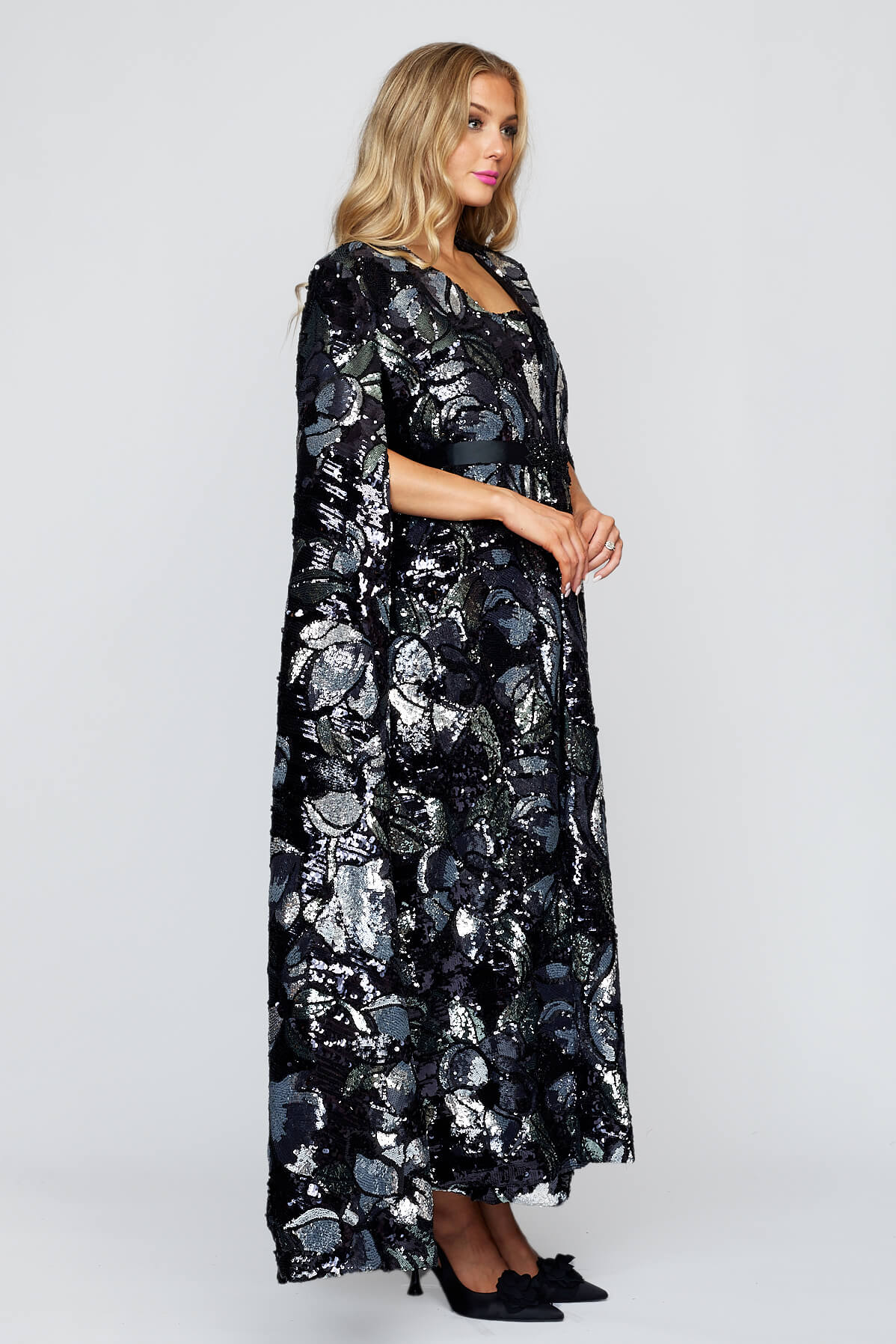 Sequin Gala Cape and Sequin Slip Dress