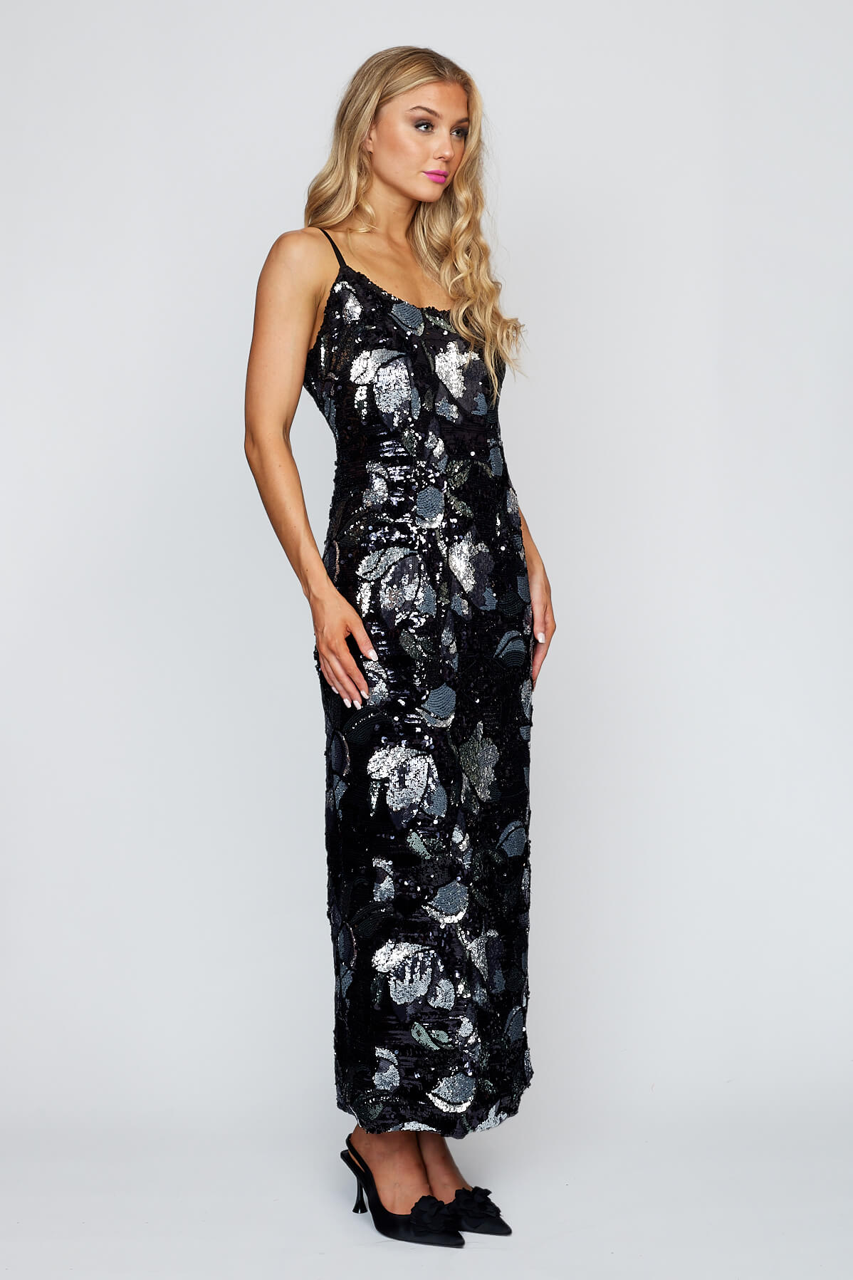 Sequin Gala Cape and Sequin Slip Dress
