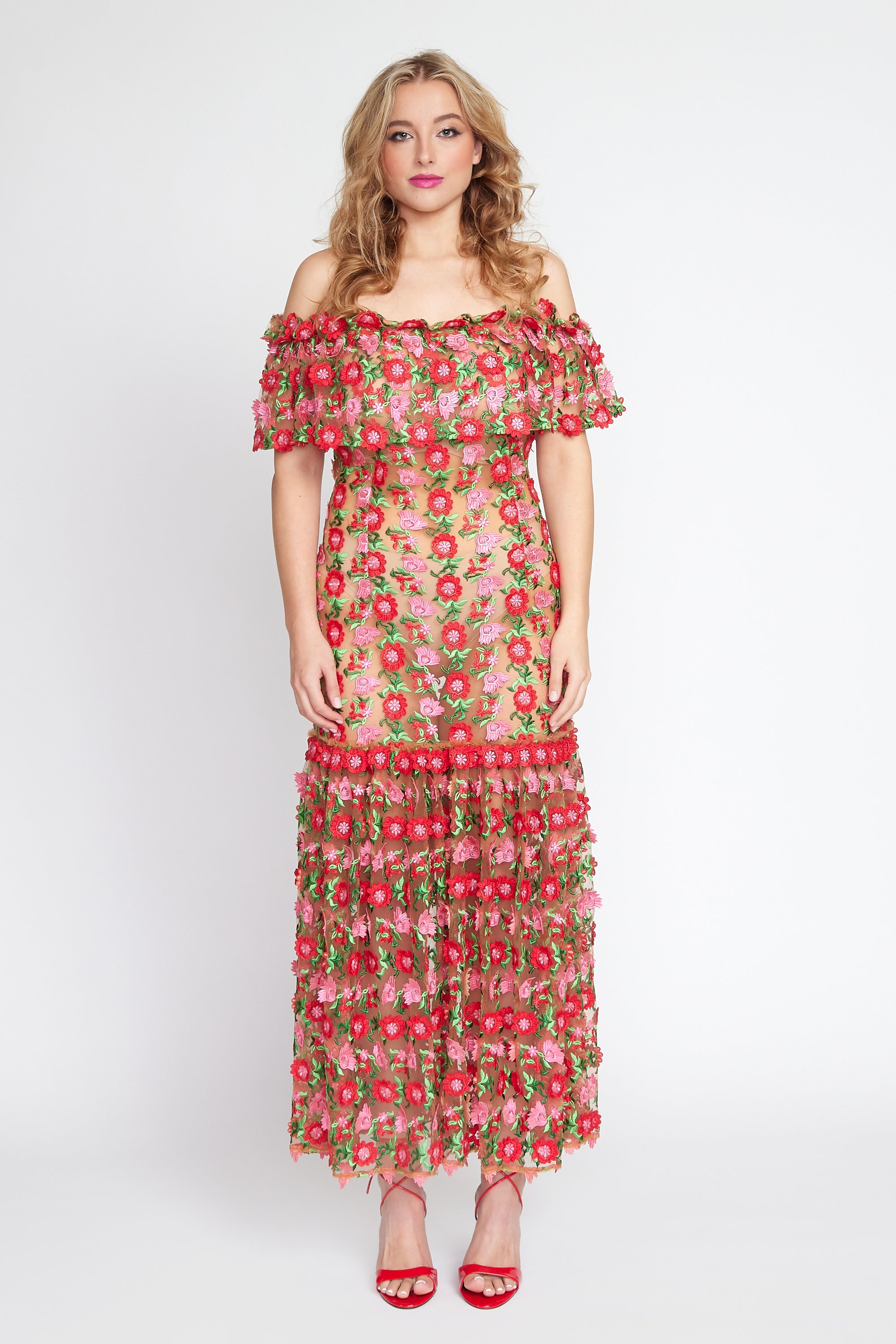 Lipstick/Red Off Shoulder Salsa Dress
