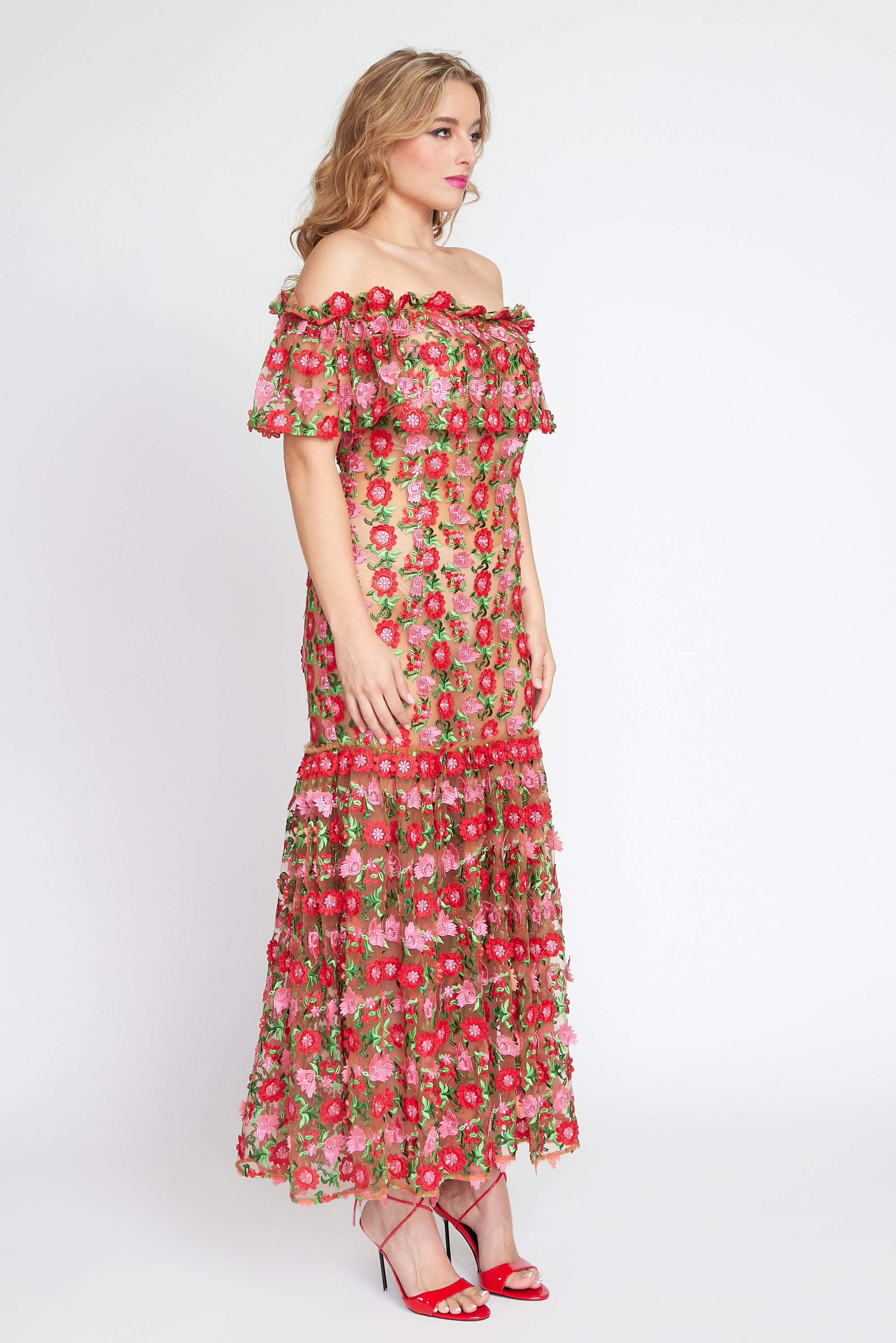 Lipstick/Red Off Shoulder Salsa Dress