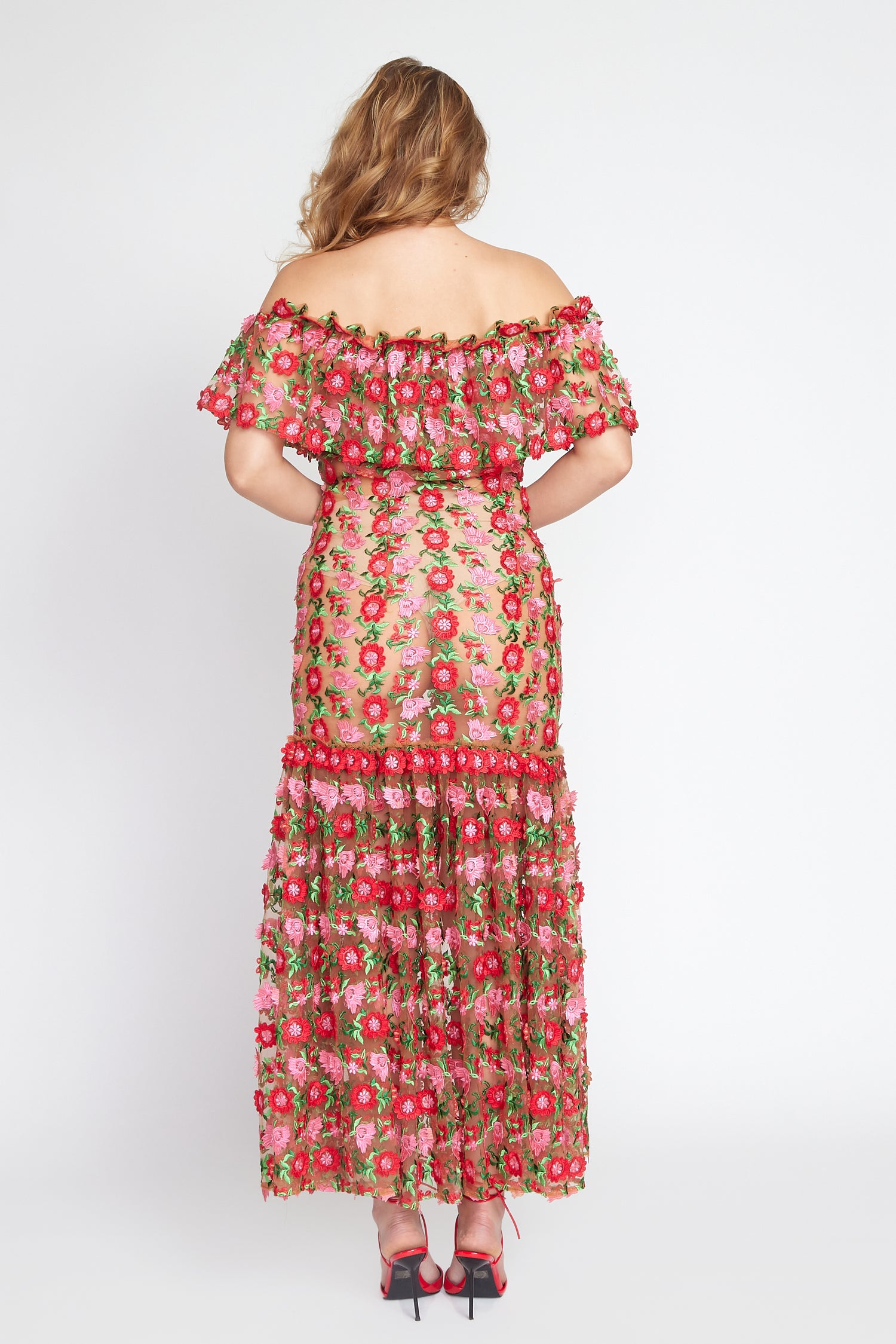 Lipstick/Red Off Shoulder Salsa Dress