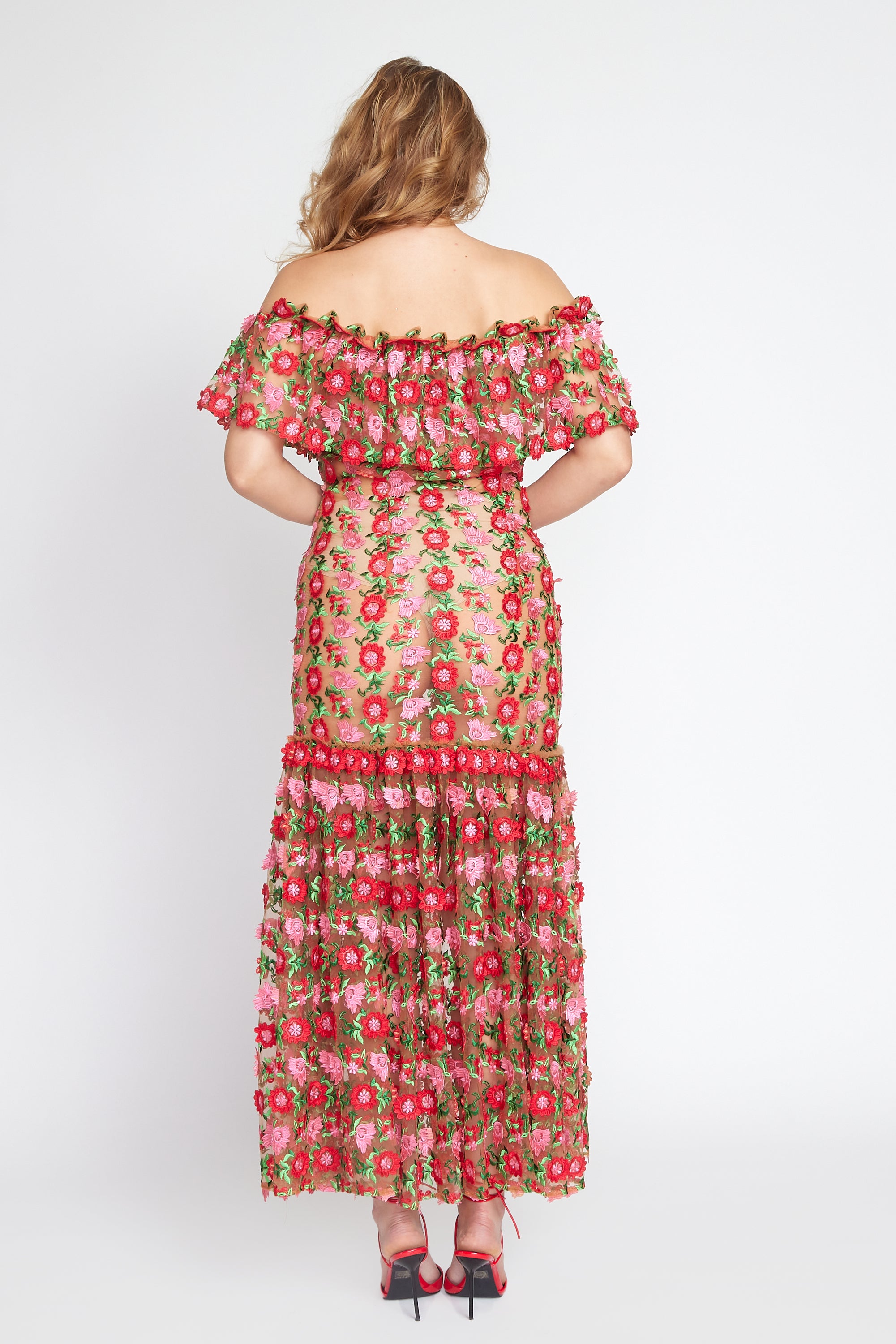 Lipstick/Red Off Shoulder Salsa Dress