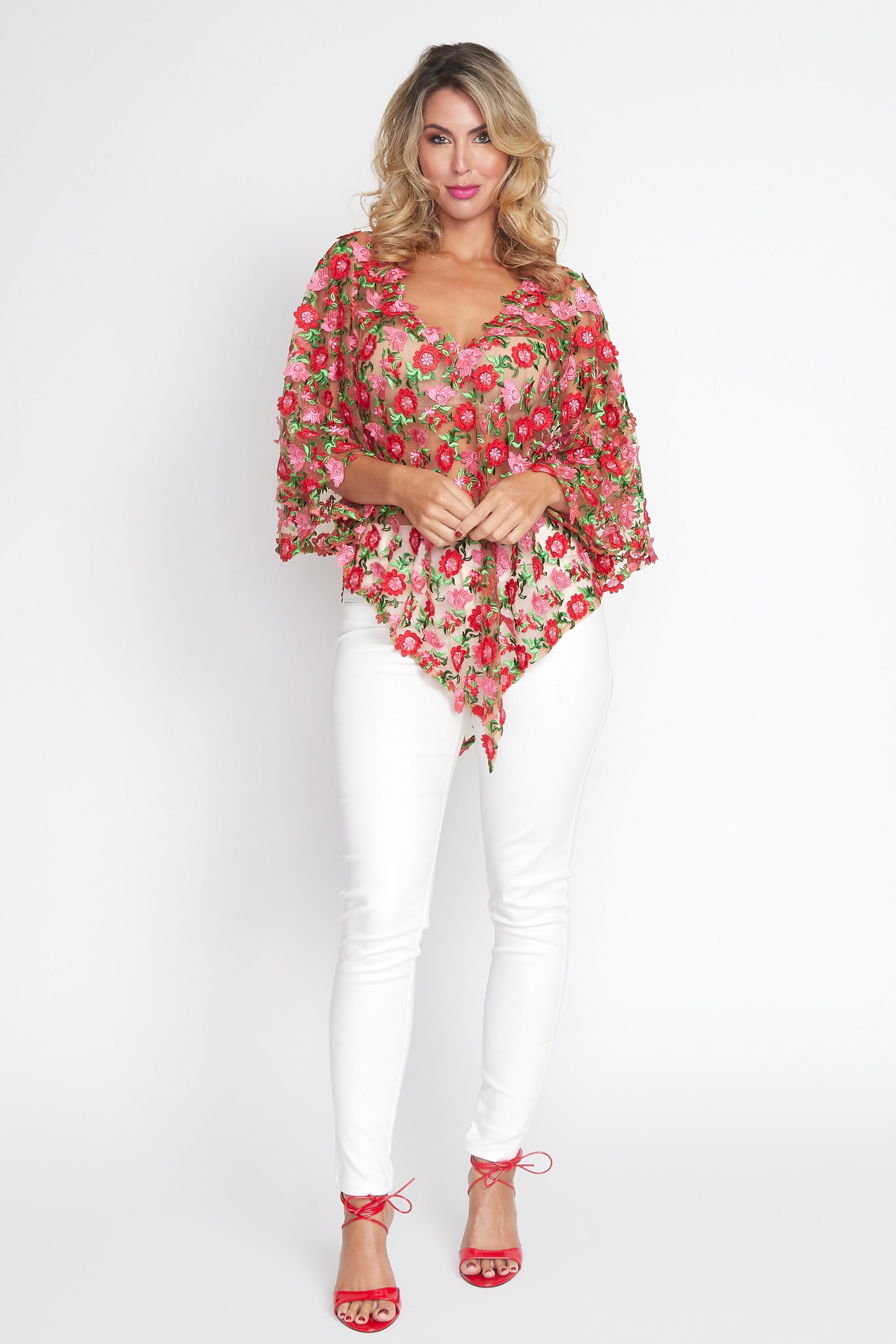 Lipstick / Red Poncho Top