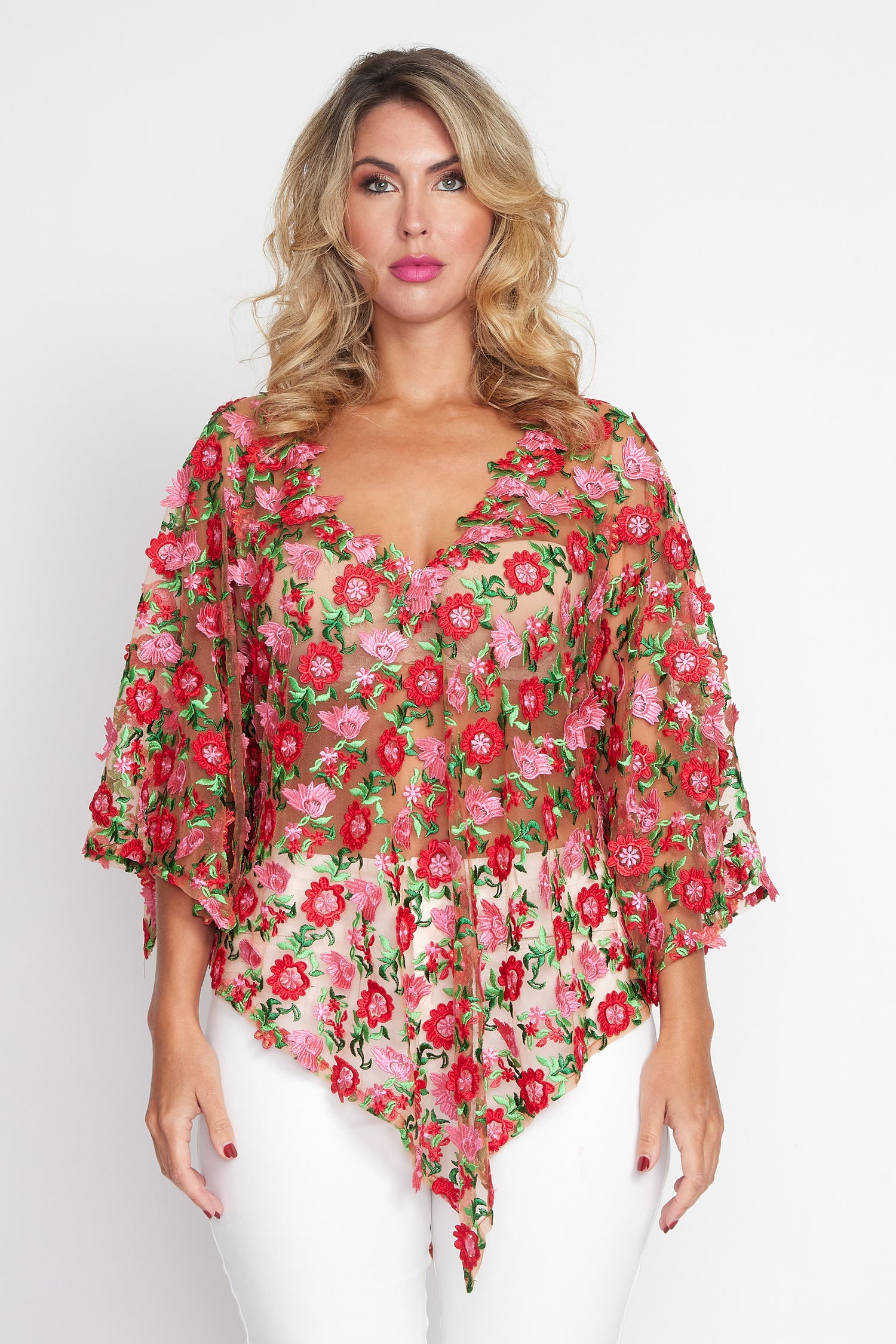 Lipstick / Red Poncho Top