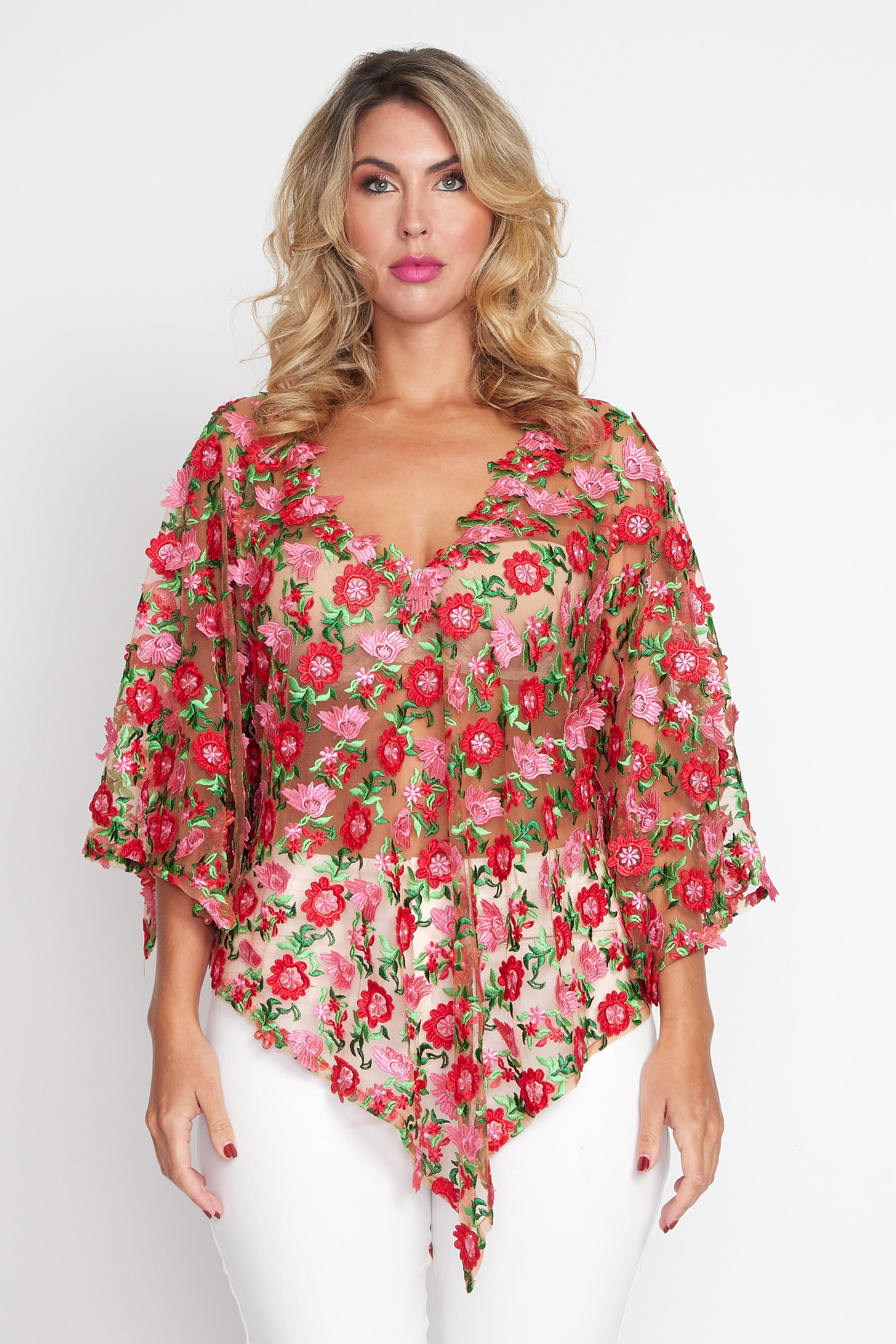 Lipstick / Red Poncho Top