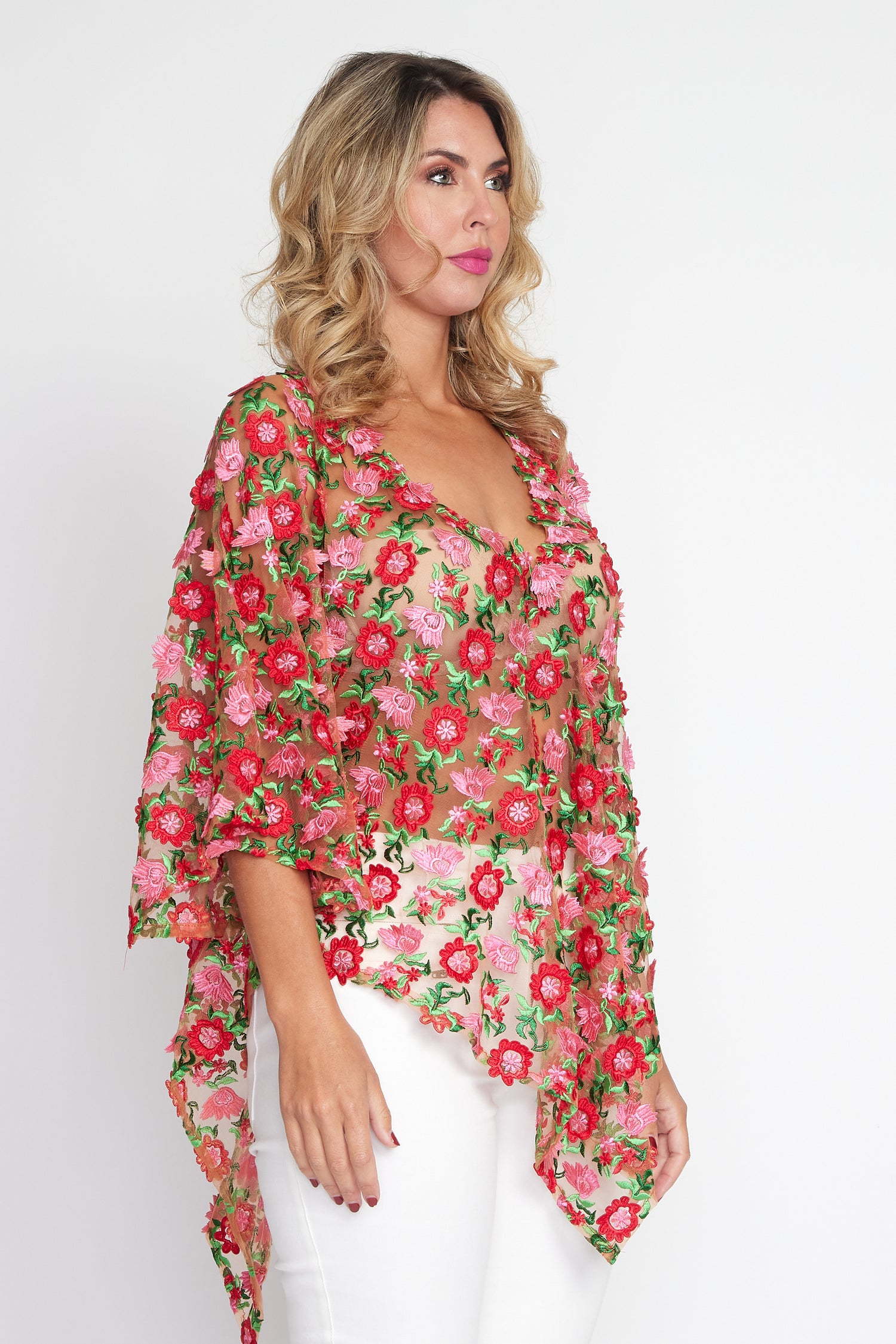 Lipstick / Red Poncho Top