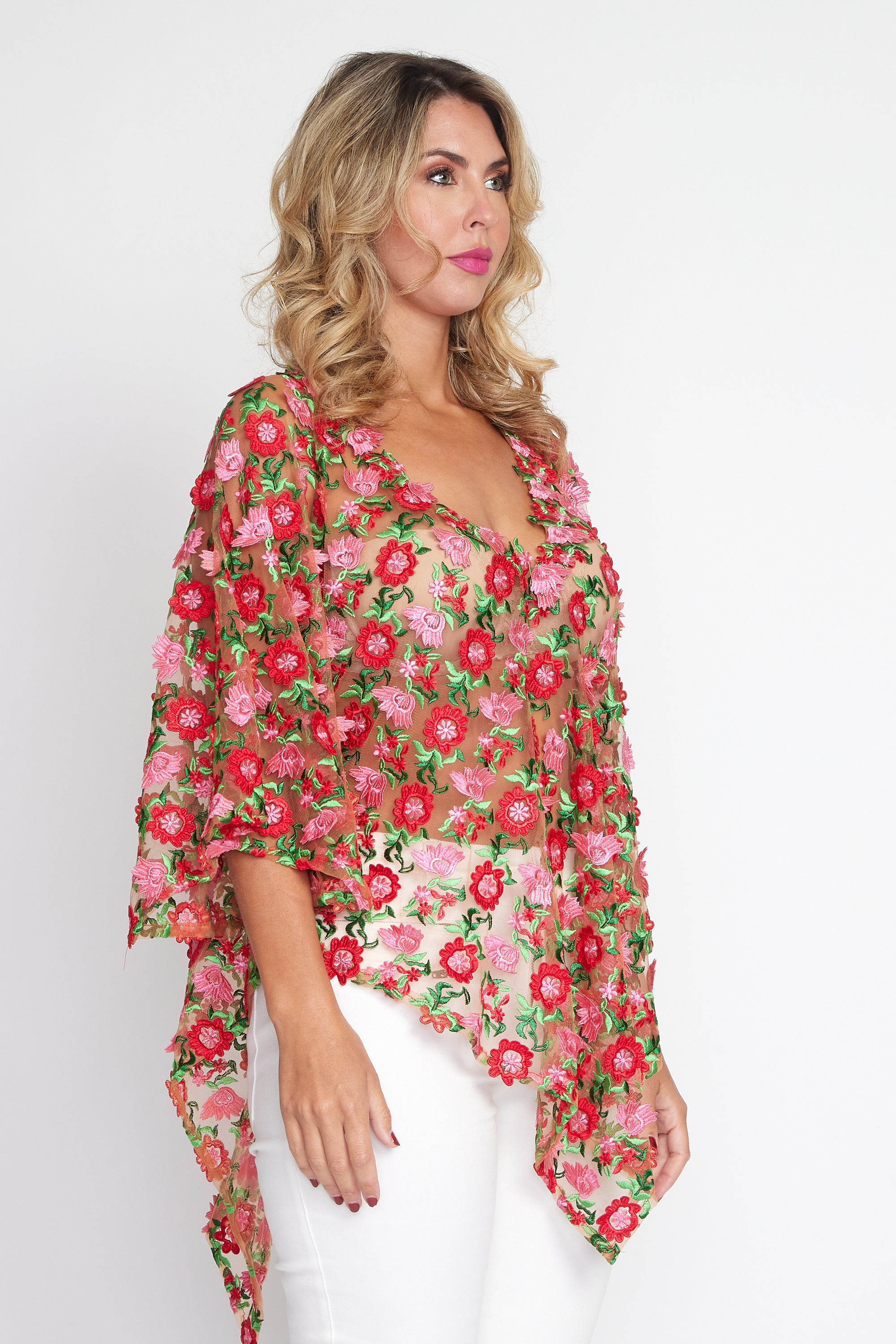 Lipstick / Red Poncho Top