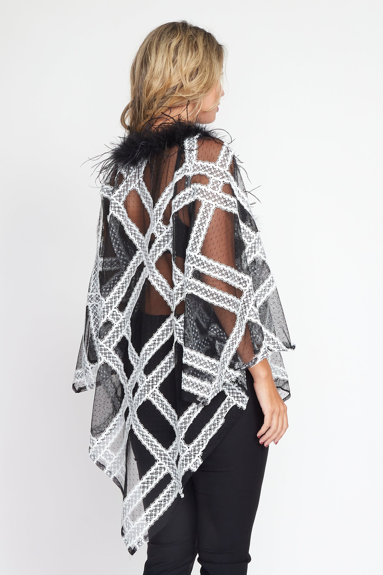 Black and Cream Lace Angel Poncho