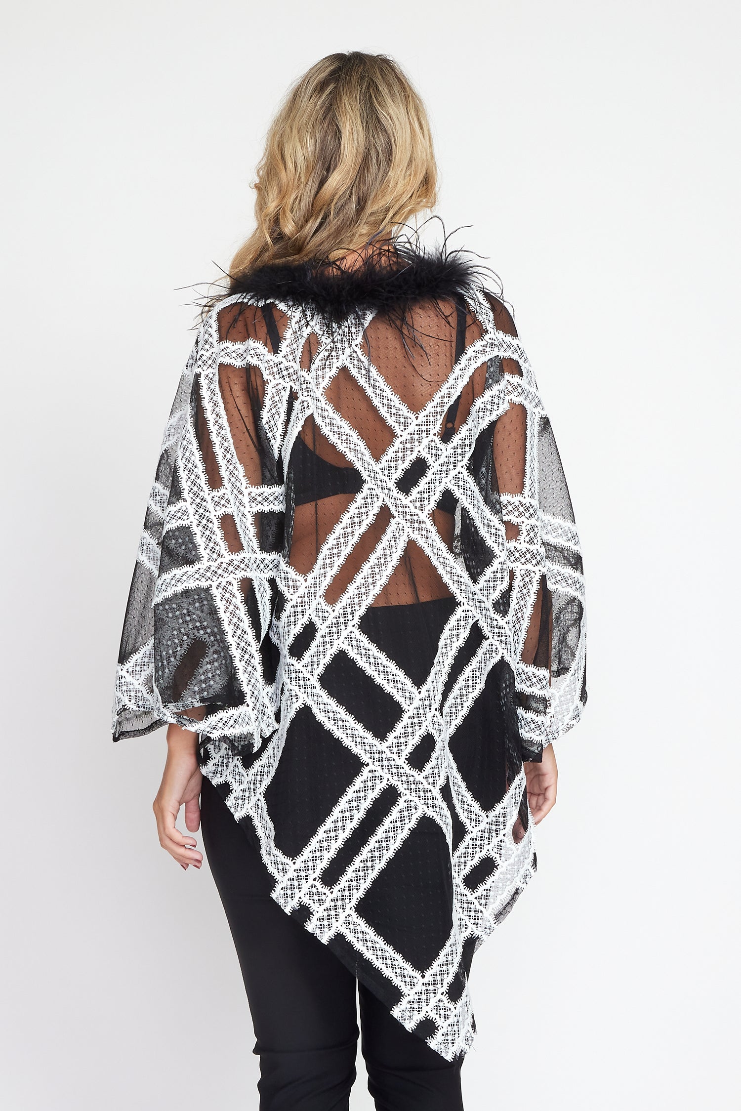Black and Cream Lace Angel Poncho