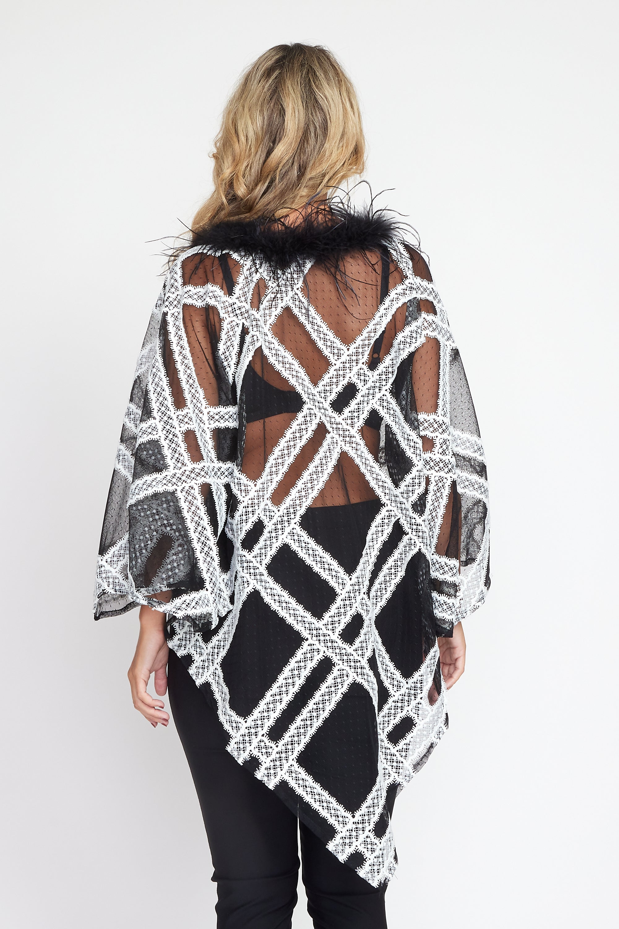 Black and Cream Lace Angel Poncho
