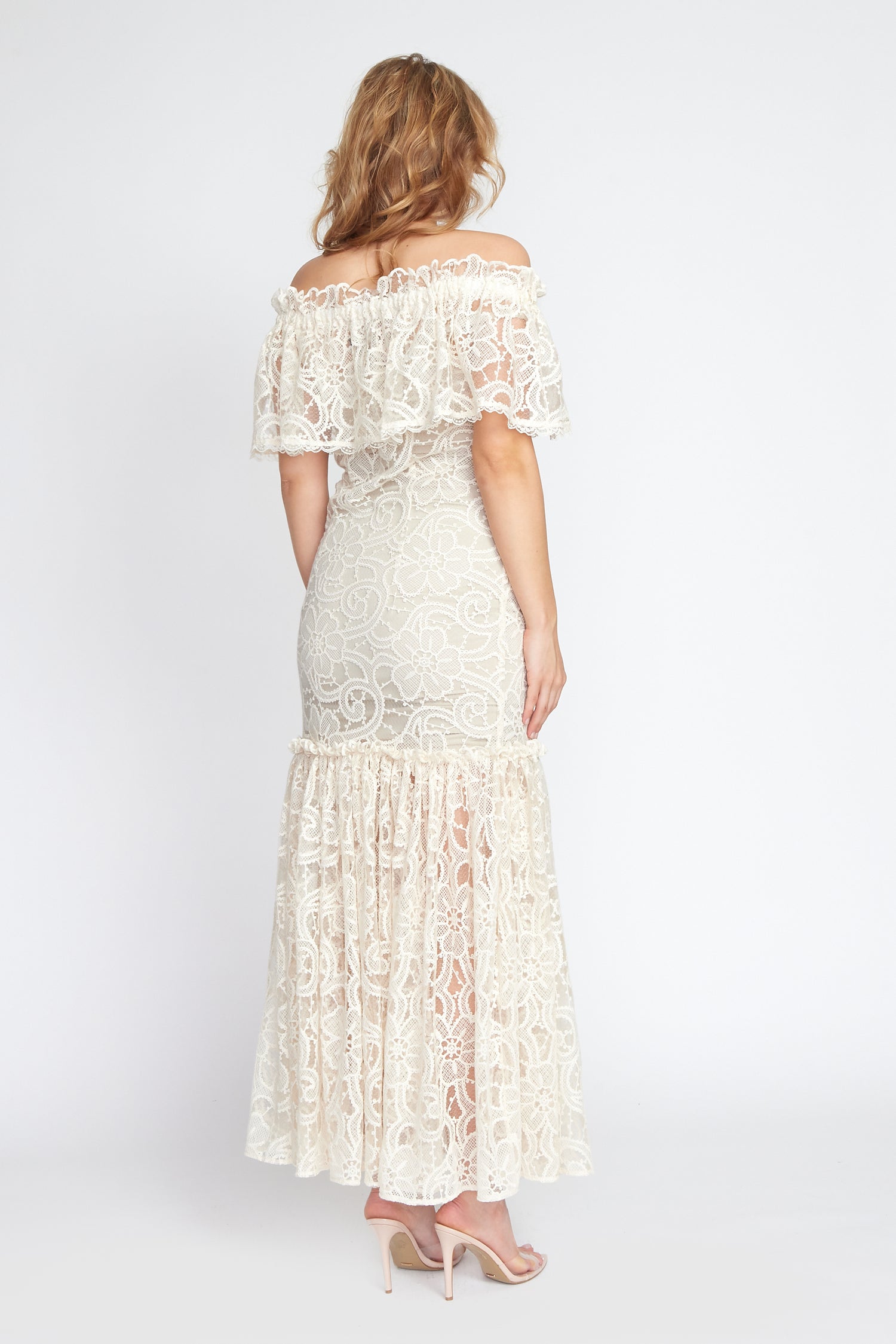 Cream Lace Off Shoulder Salsa Dress