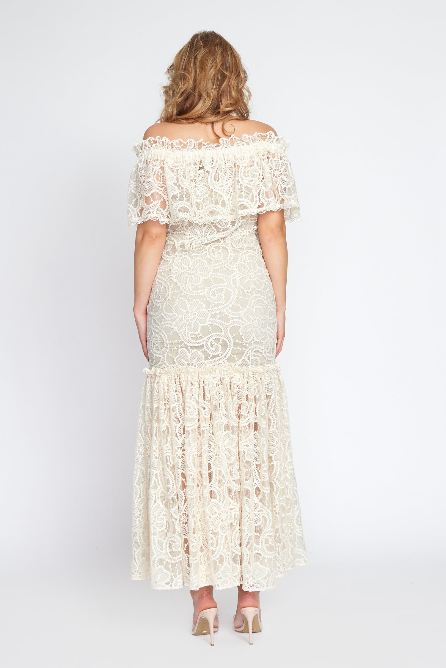 Cream Lace Off Shoulder Salsa Dress