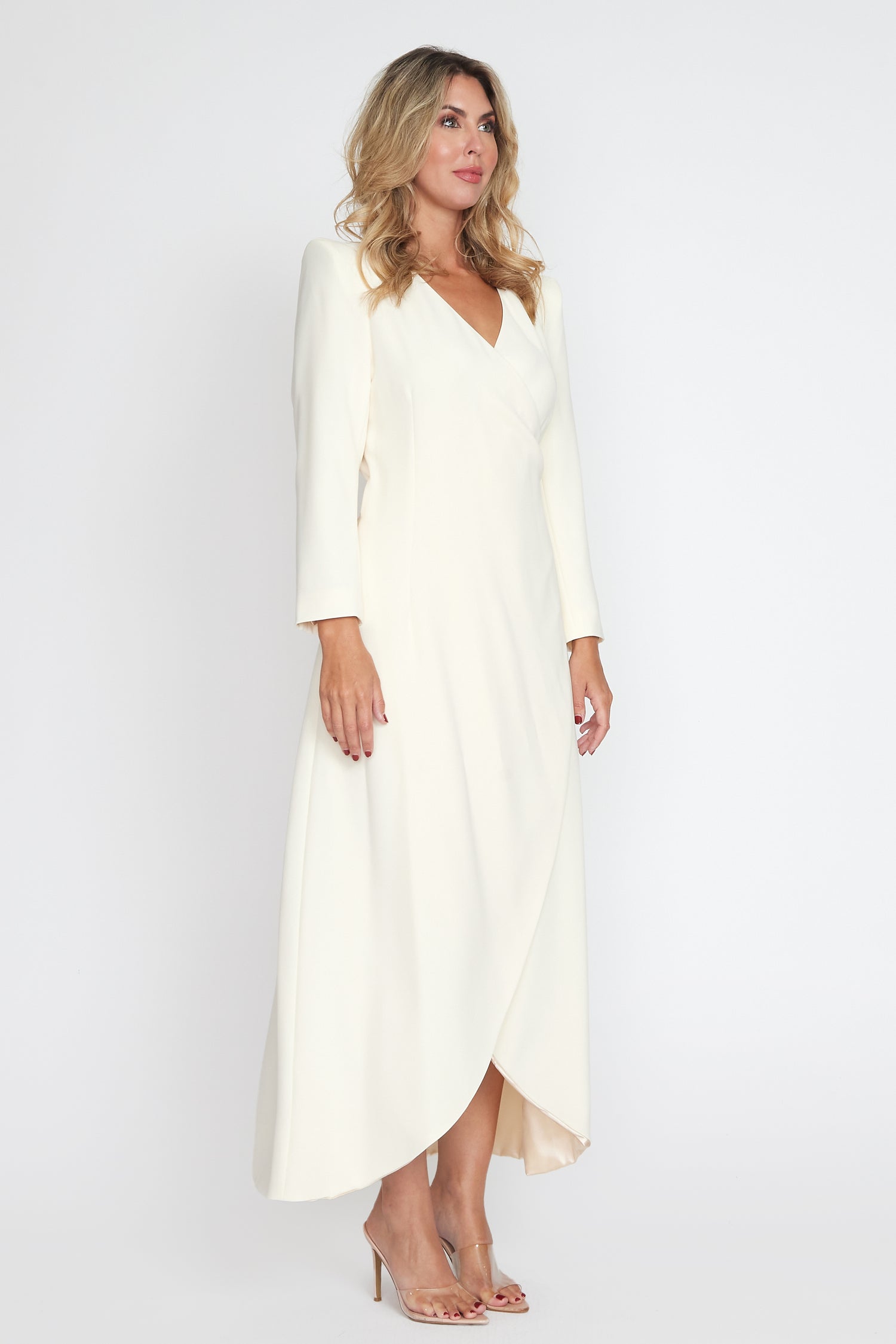 Cream Corporate Wrap Dress