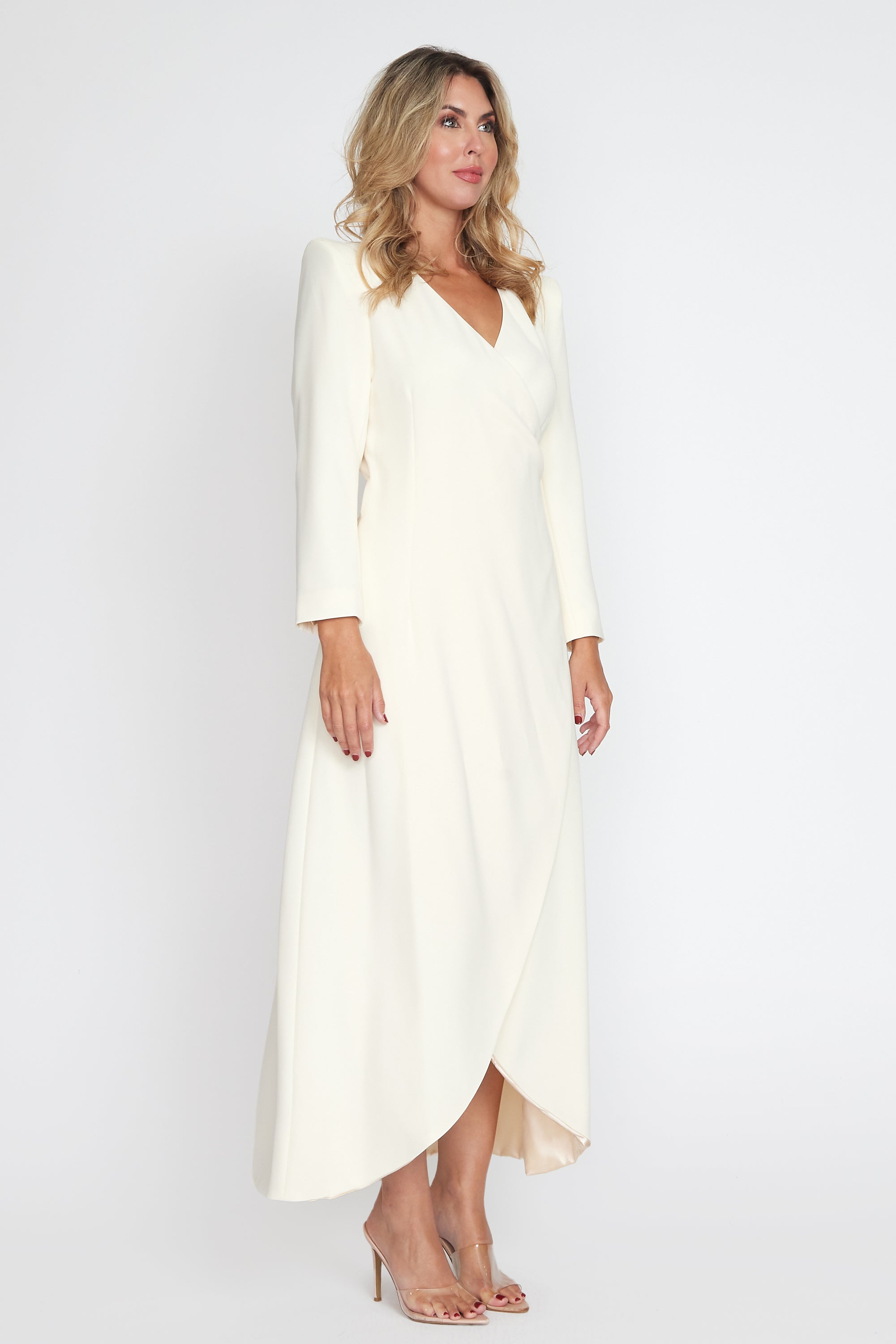 Cream Corporate Wrap Dress