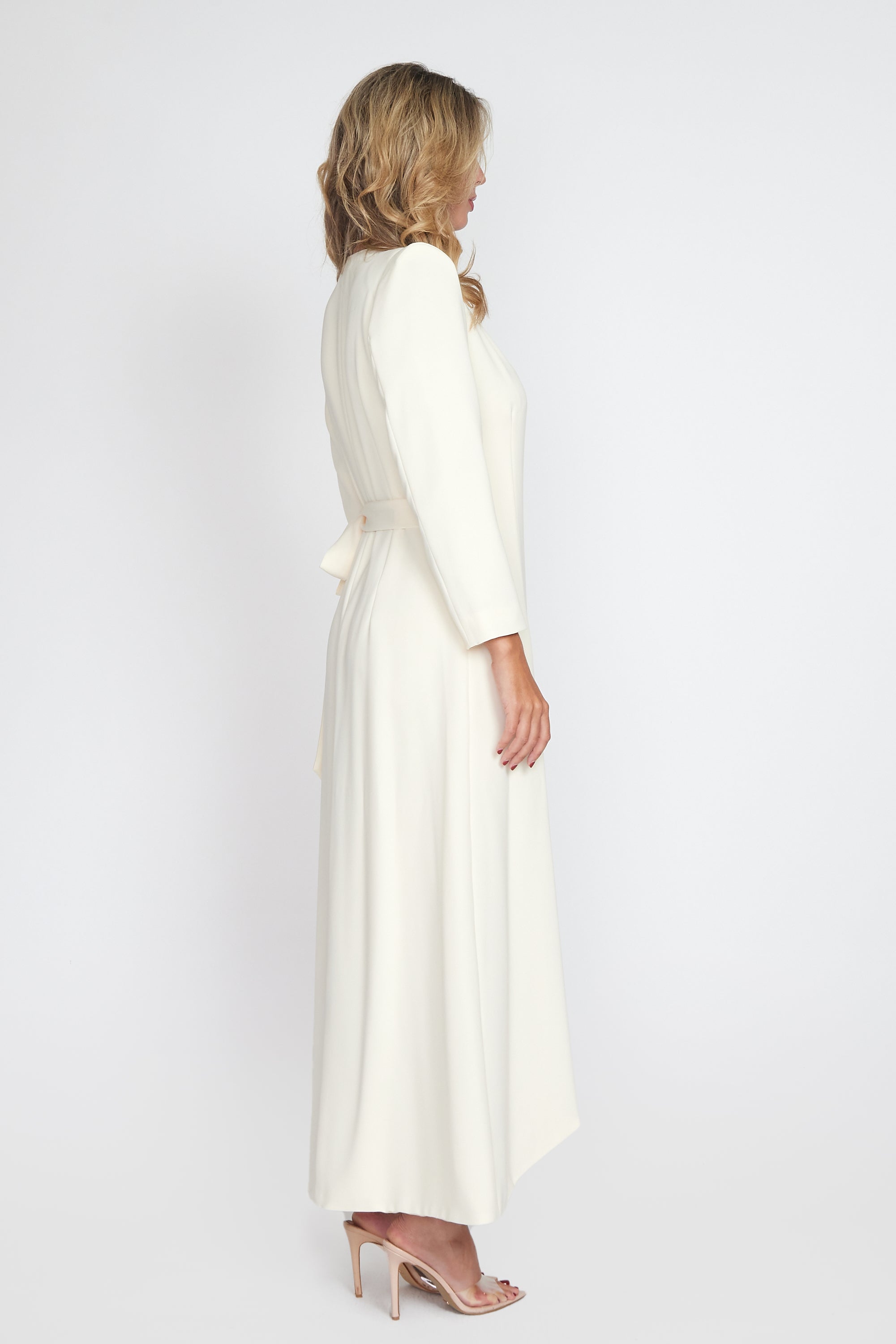 Cream Corporate Wrap Dress