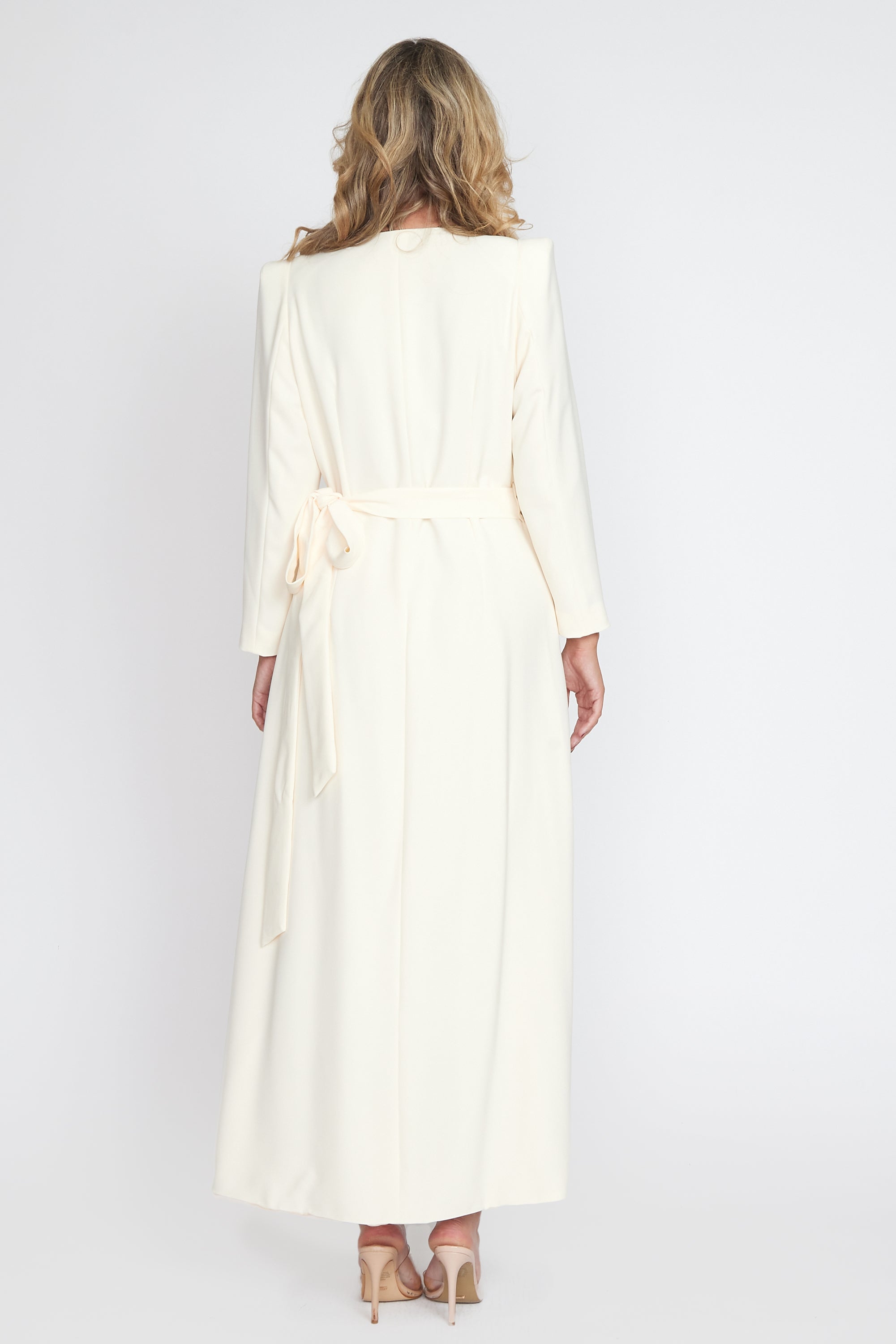 Cream Corporate Wrap Dress