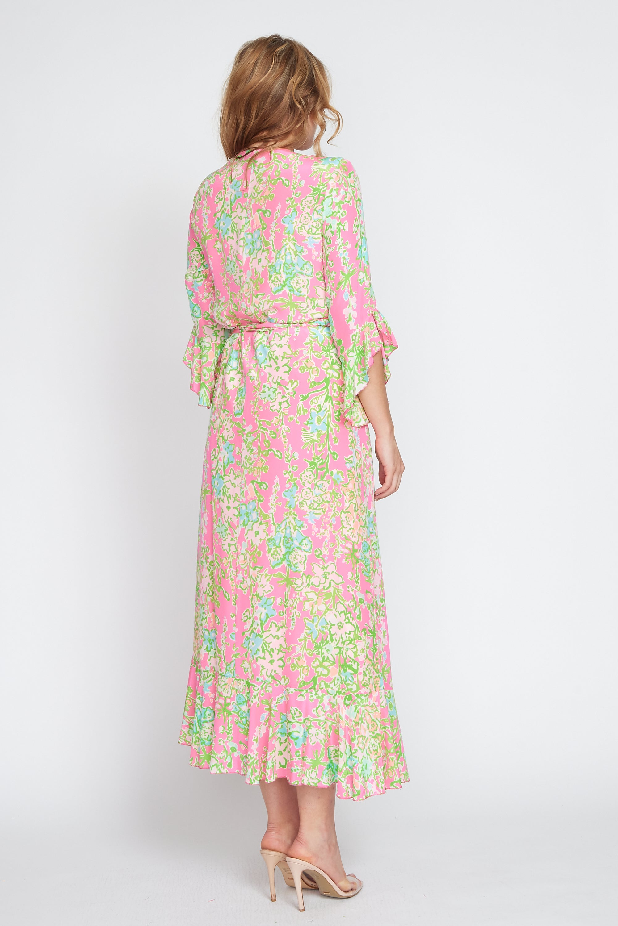 Pink and Green Wrap Dress