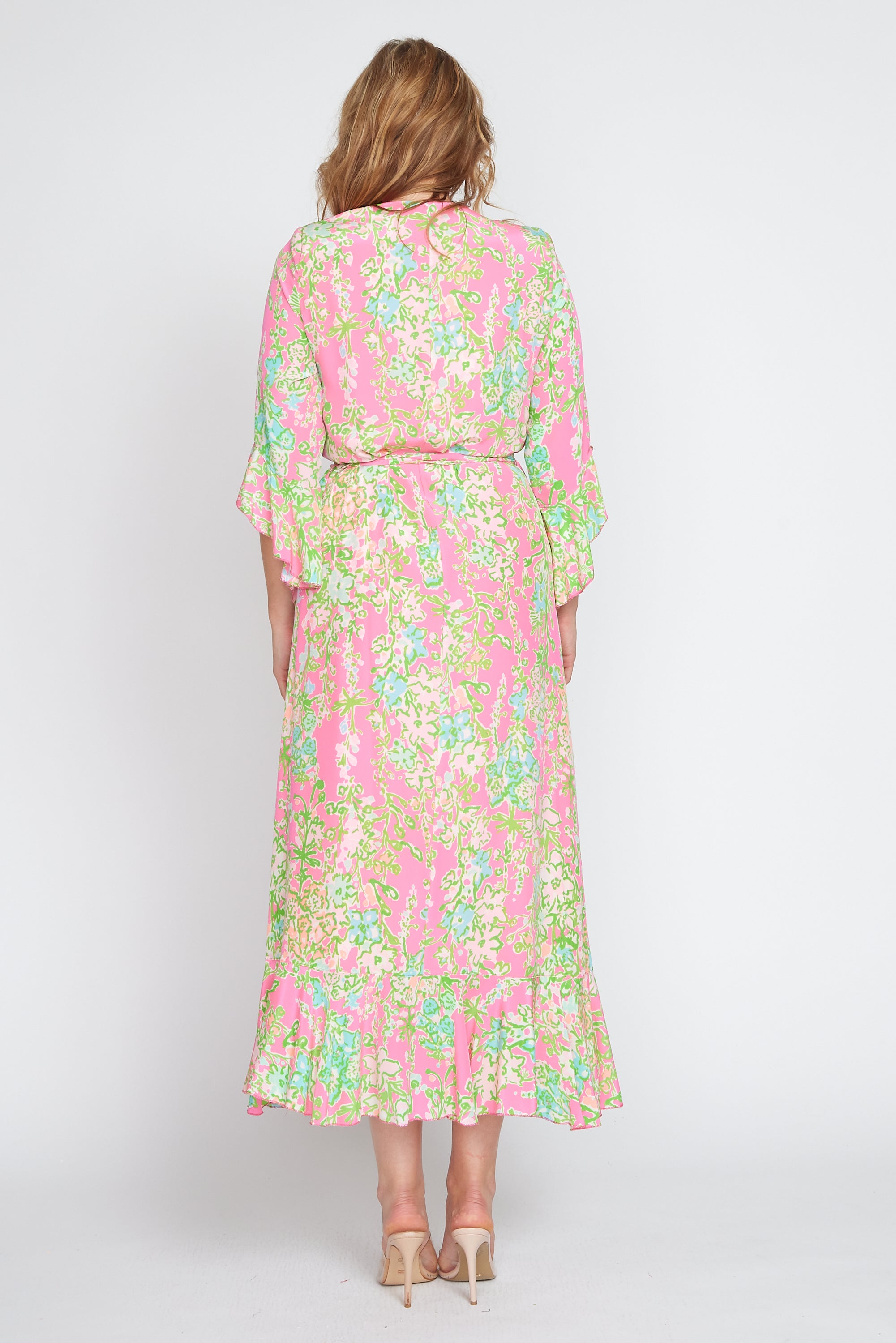 Pink and Green Wrap Dress