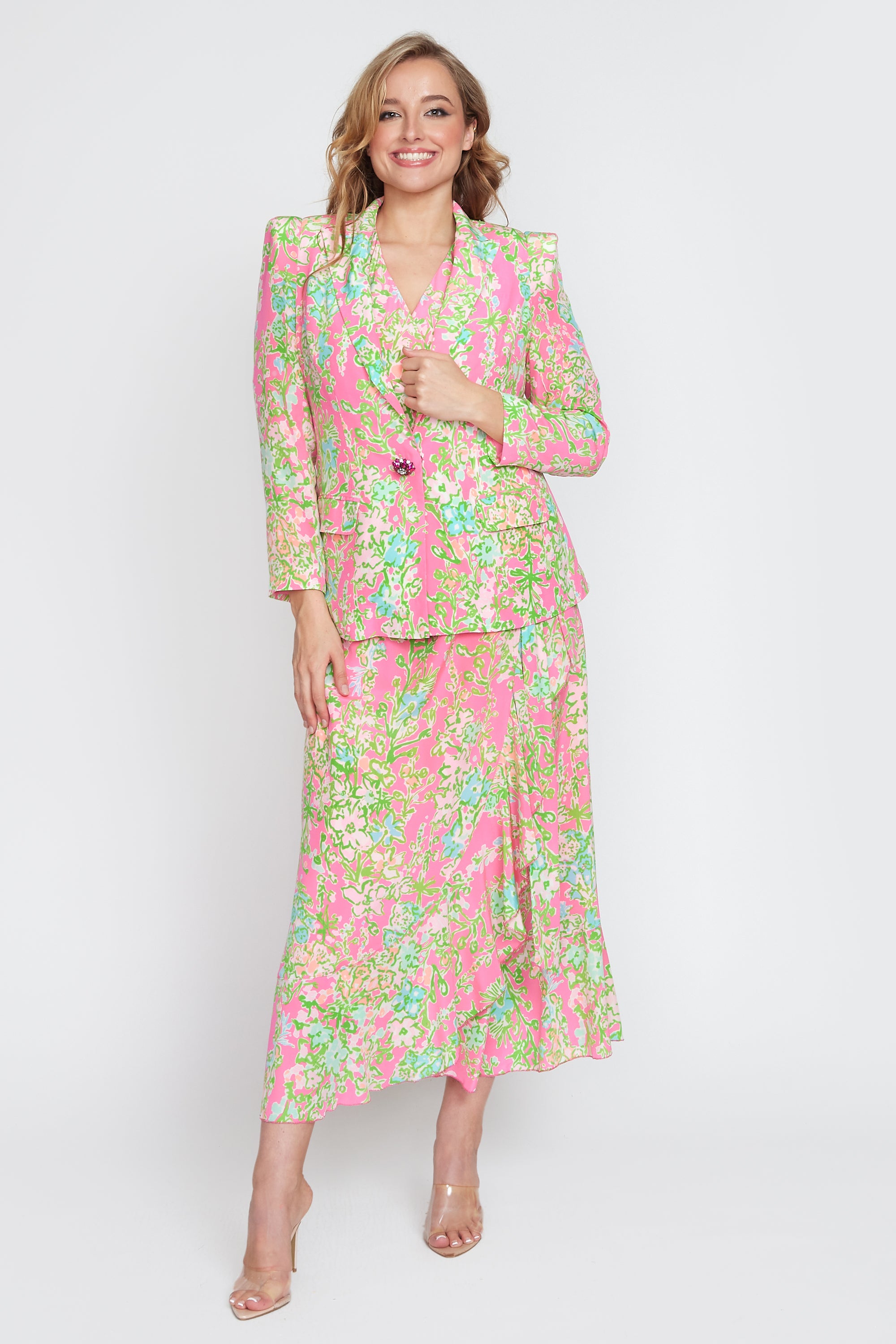 Pink and Green Wrap Dress