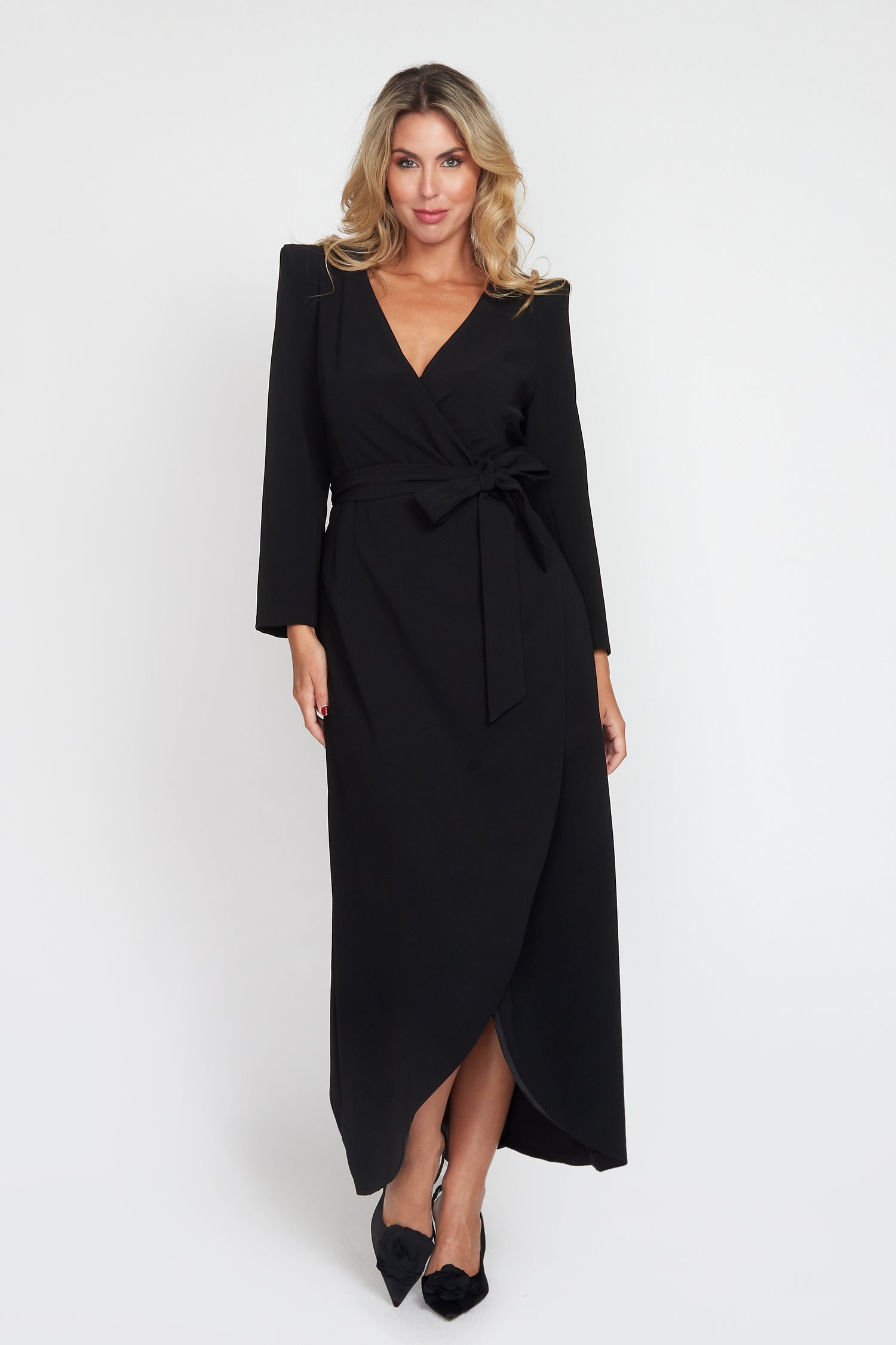 Black Corporate Wrap Dress