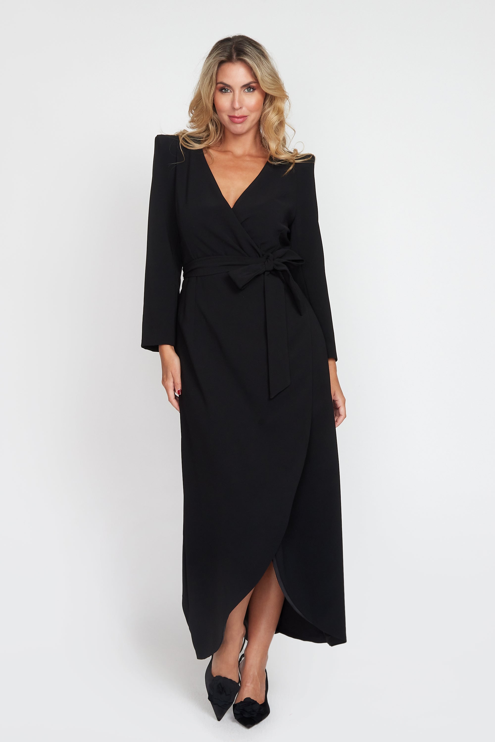 Black Corporate Wrap Dress