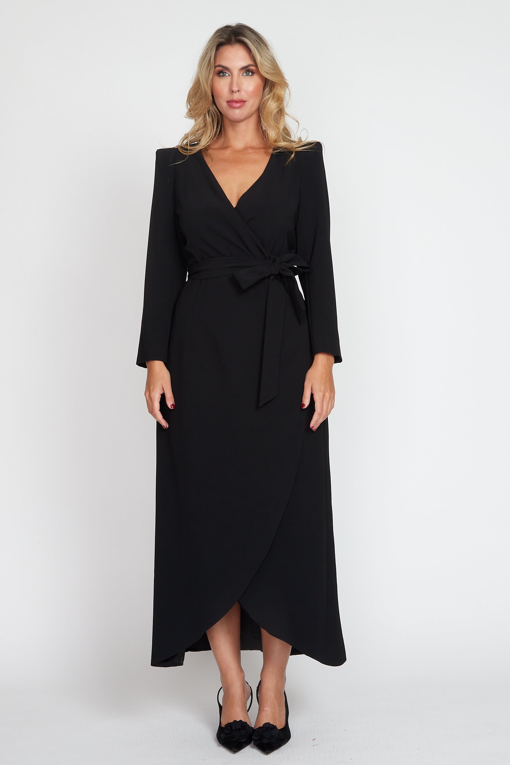 Black Corporate Wrap Dress