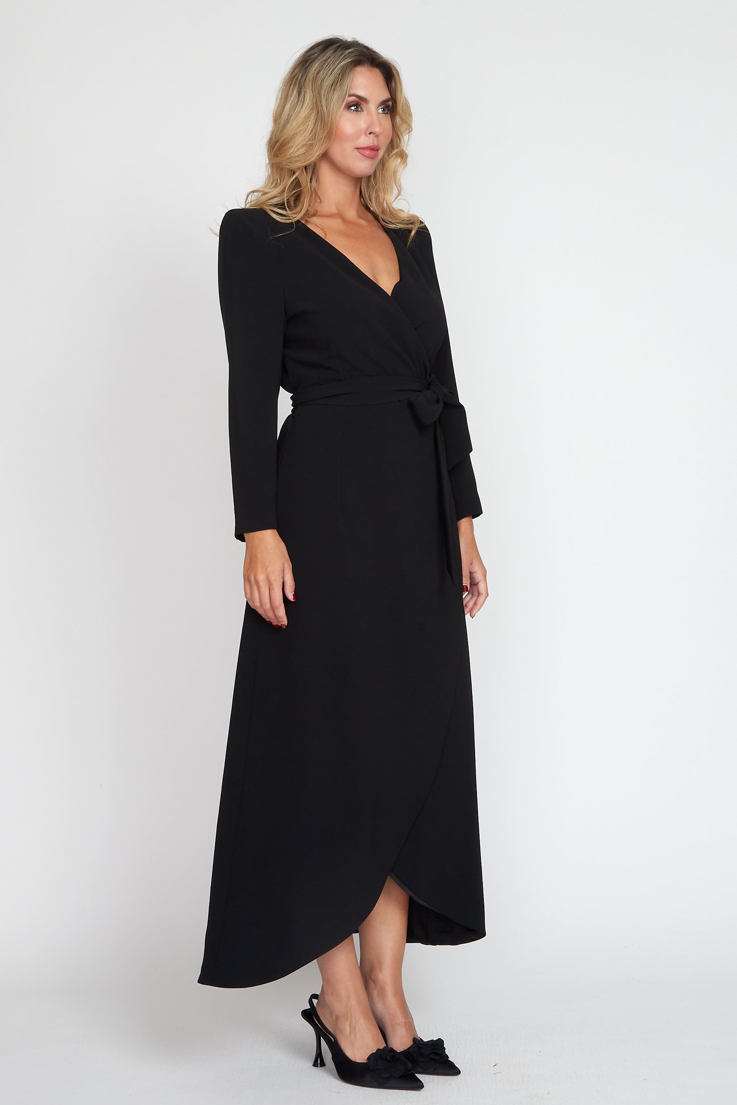 Black Corporate Wrap Dress