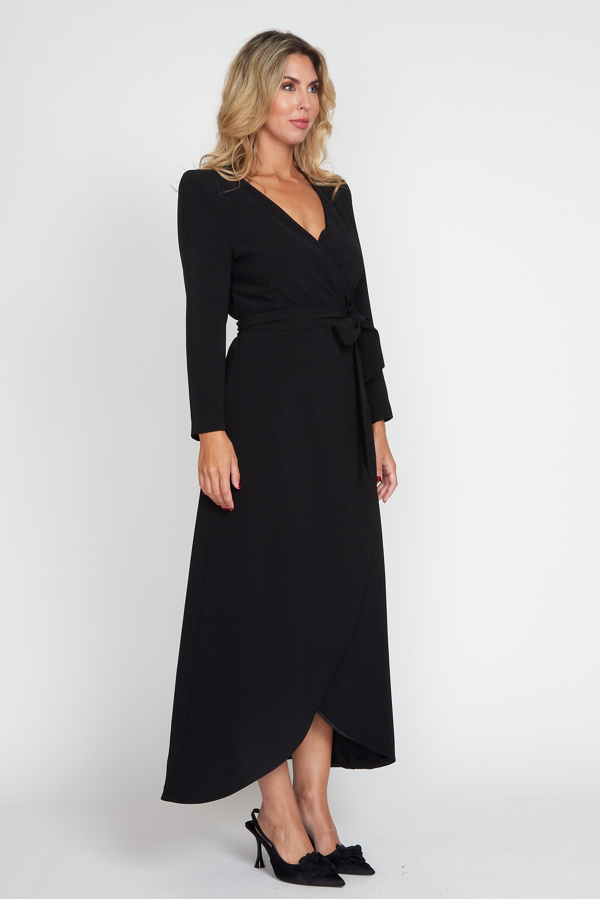 Black Corporate Wrap Dress