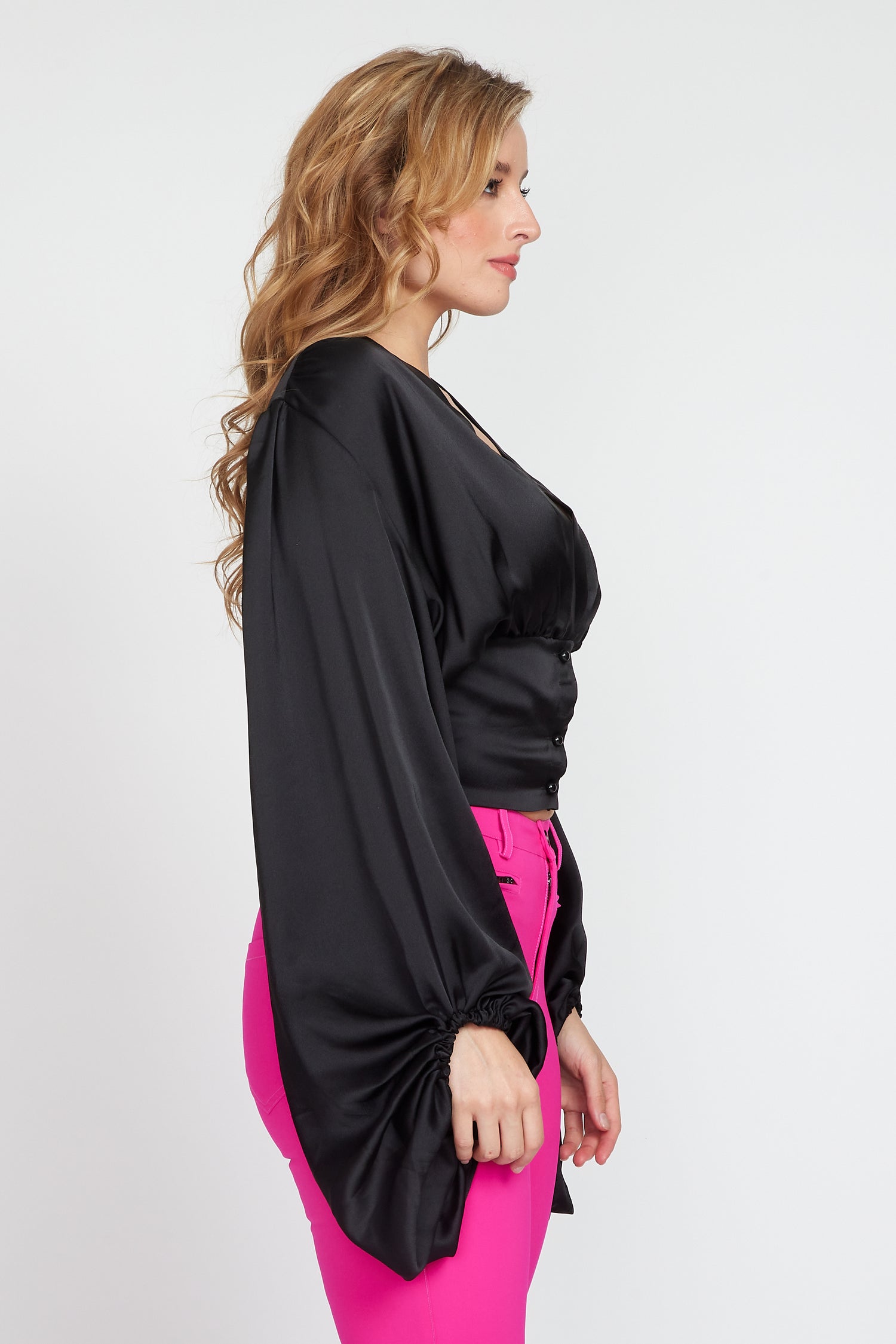 Black Bubble Sleve Top