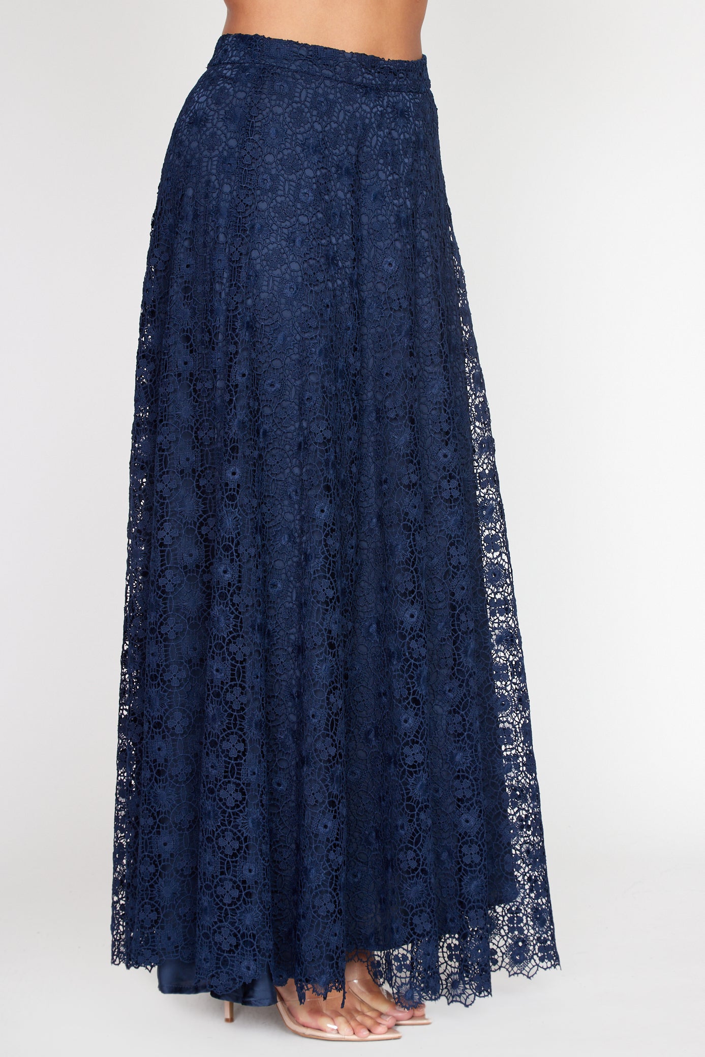 Navy Lace Circle Skirt