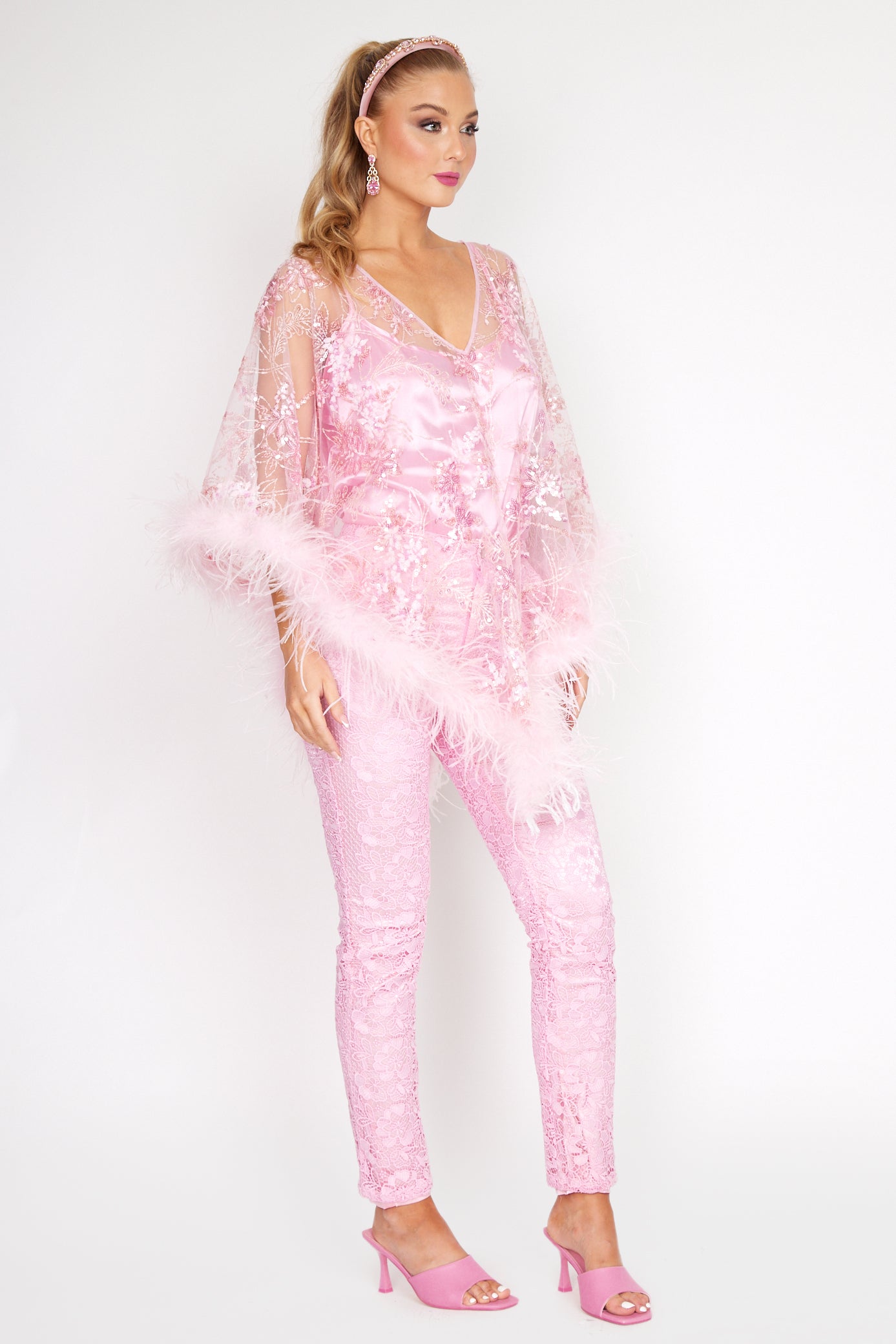 Baby Pink Sequin Angel Wing Poncho