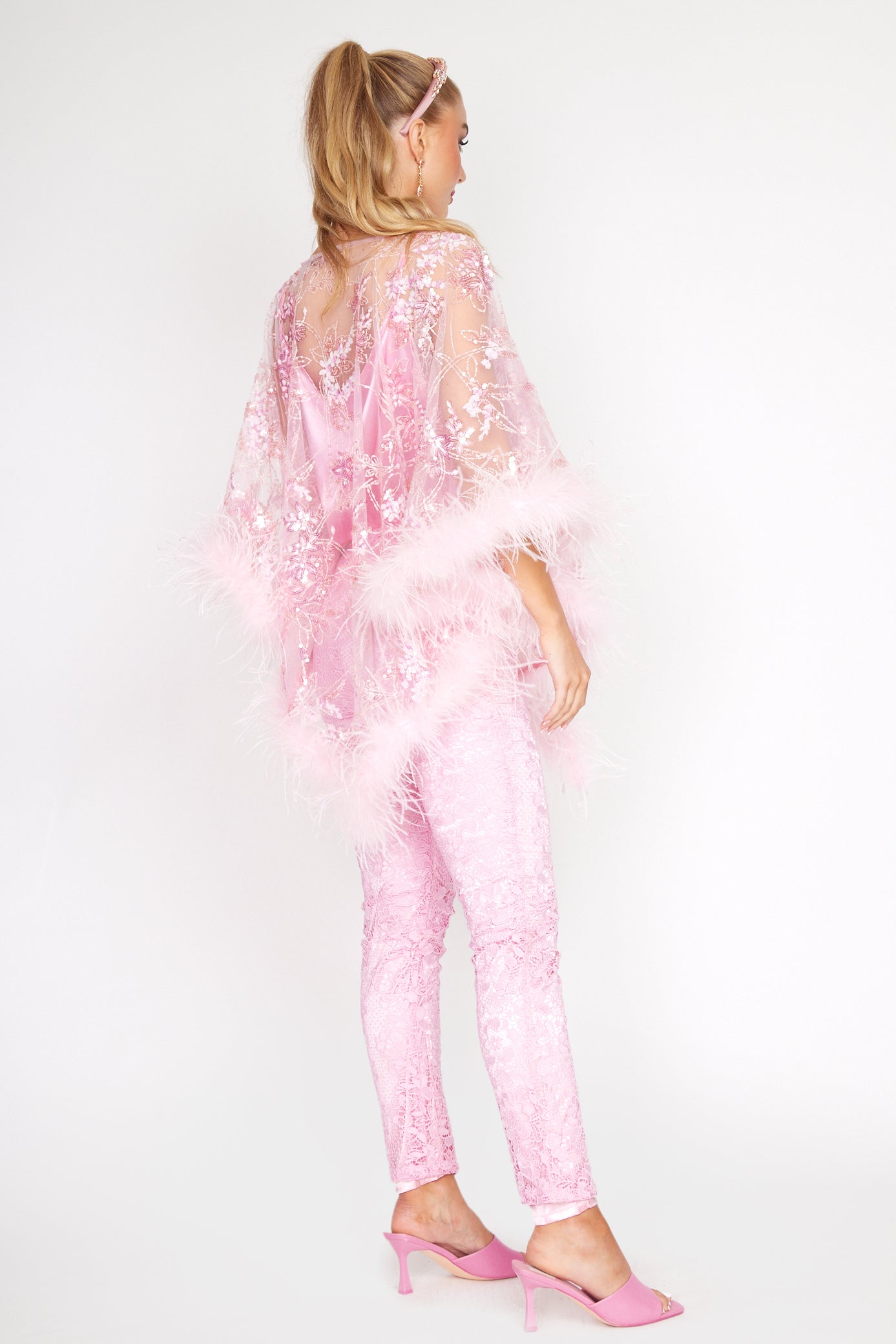 Baby Pink Sequin Angel Wing Poncho