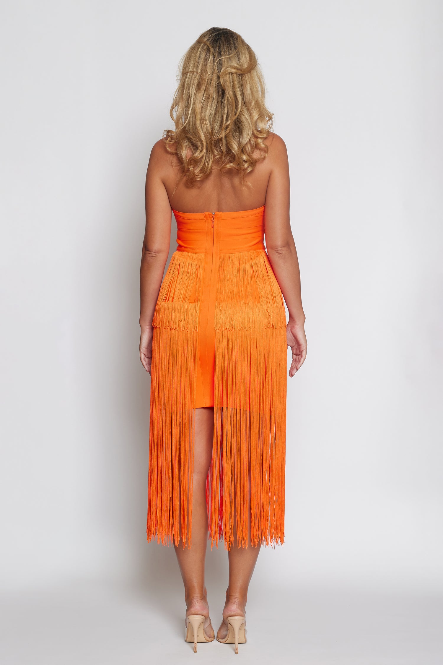 Neon Orange Fringe Body-Con