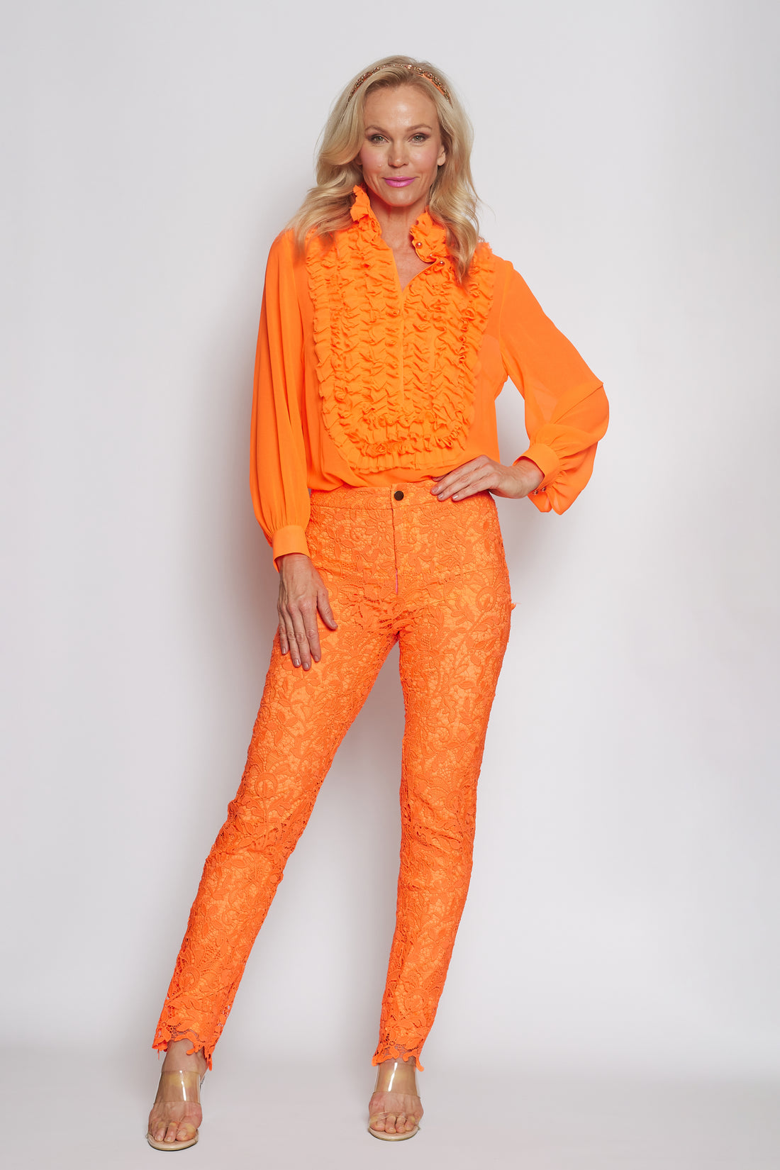 Neon Orange Lace Pant