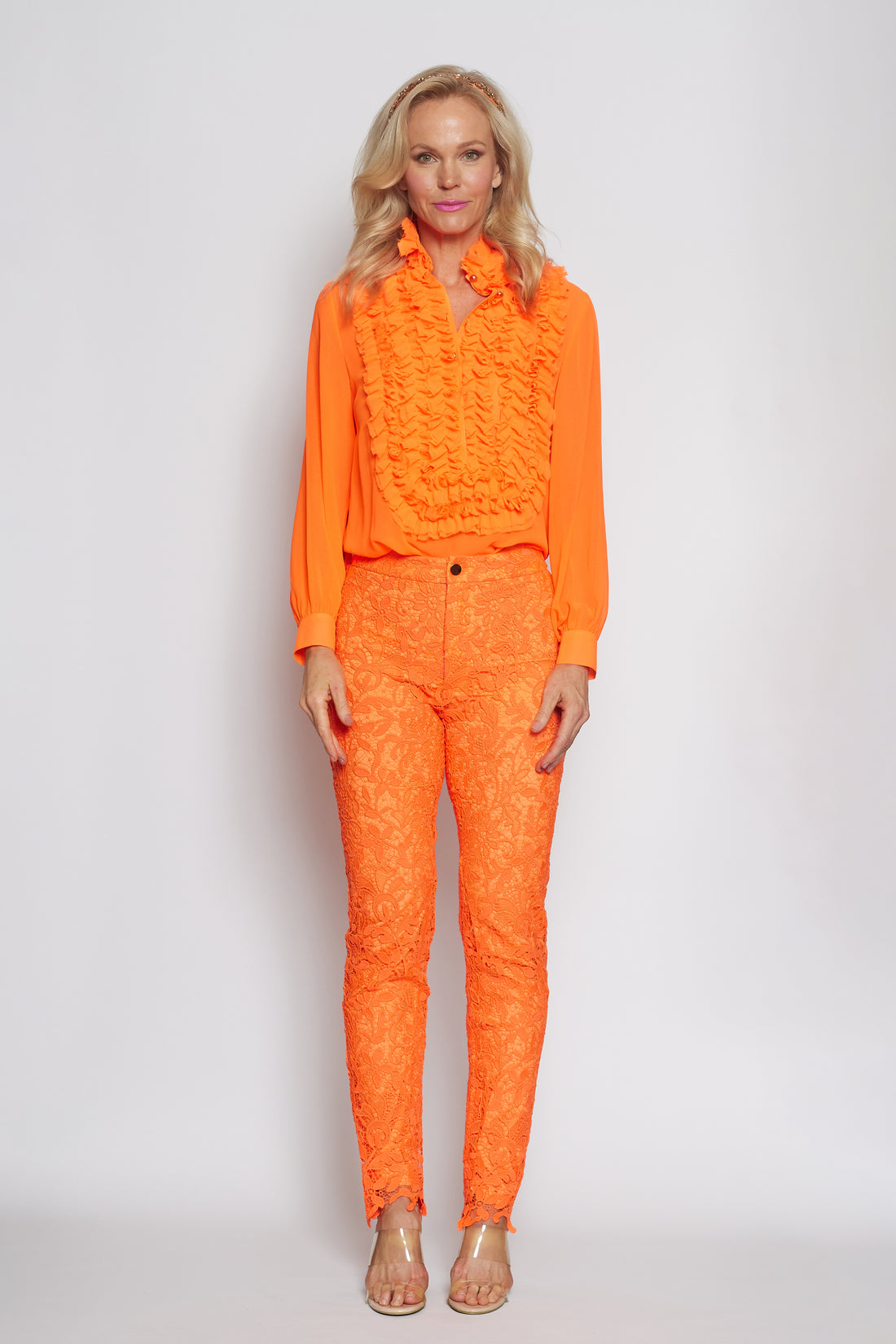 Neon Orange Lace Pant
