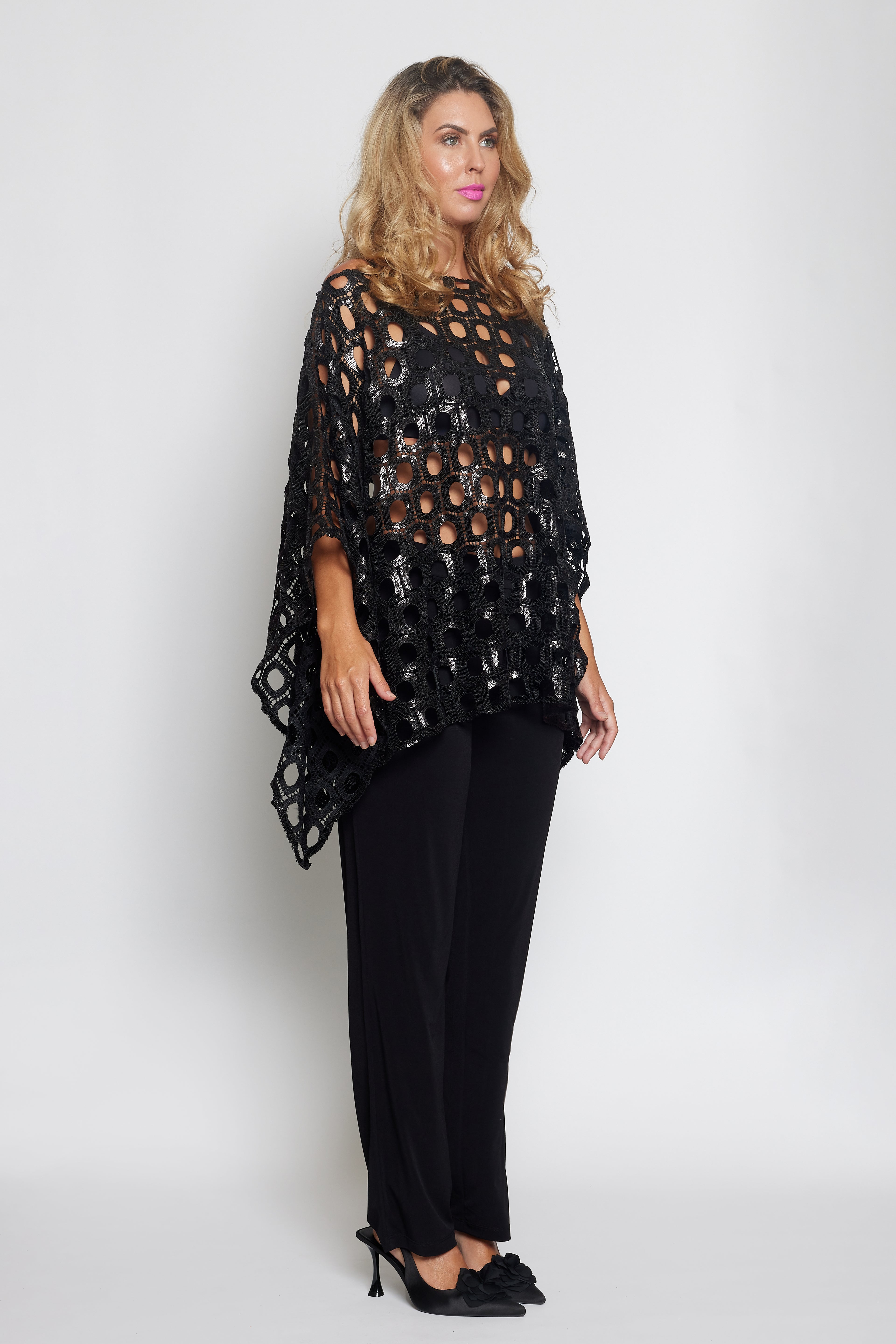 Black Sequin Poncho