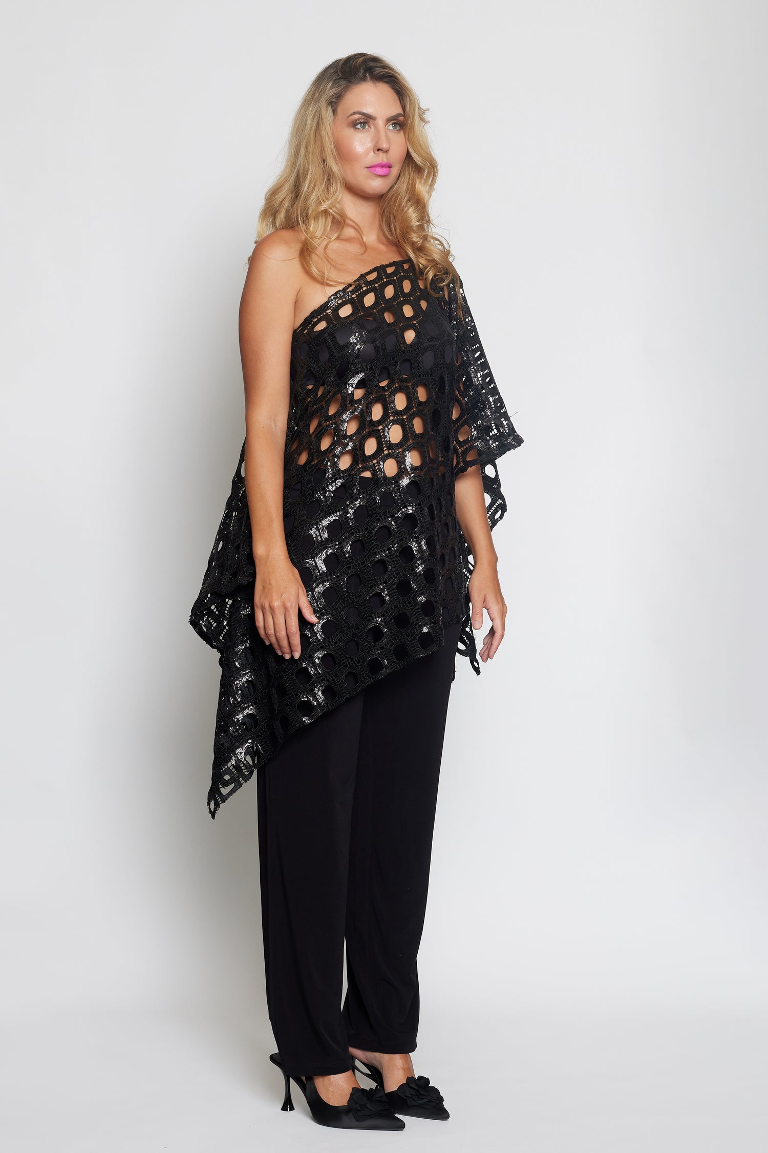 Black Sequin Poncho
